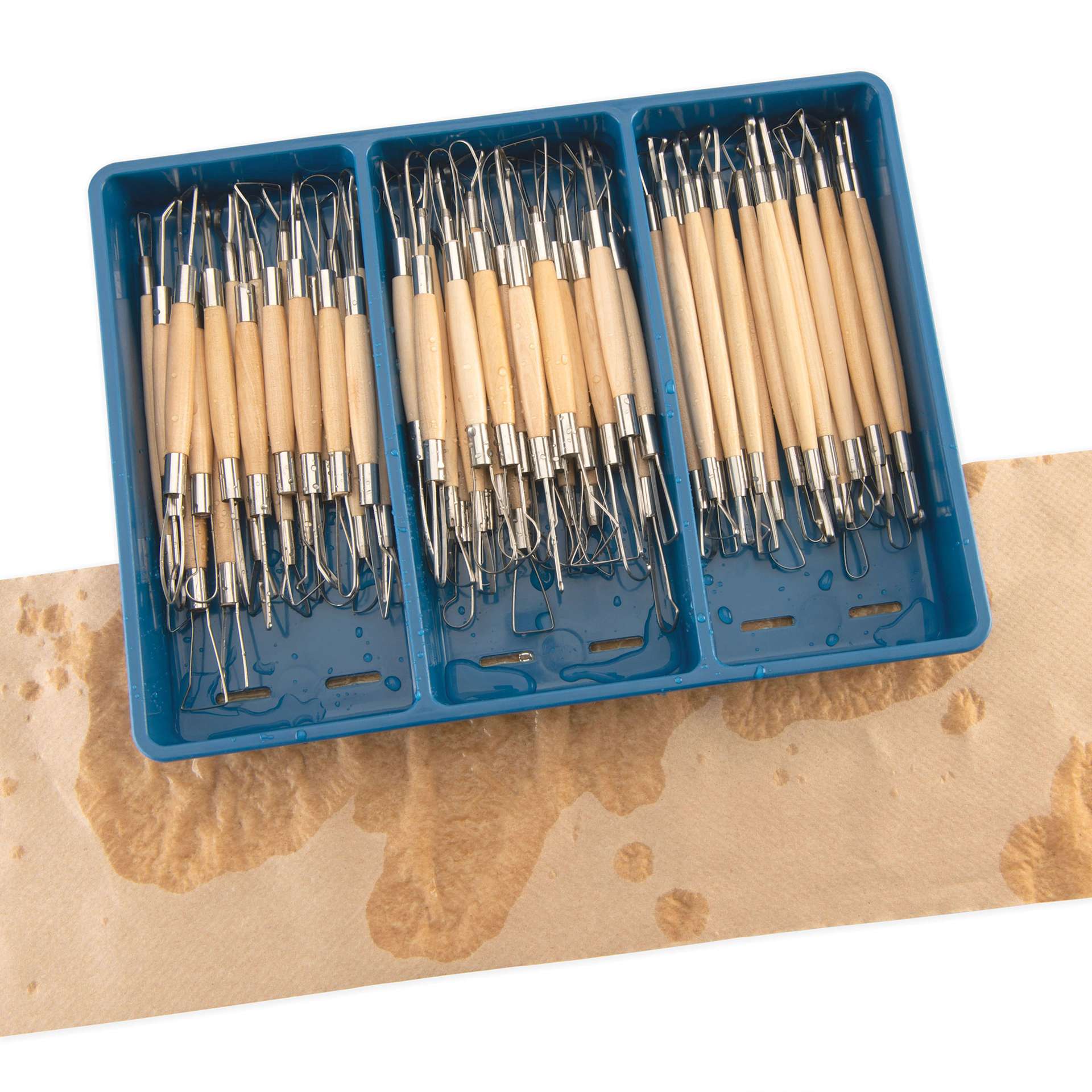Potter's Select Ribbon Cutter Tools - Class Pack, Set of 60 - demonstration of water draining potential