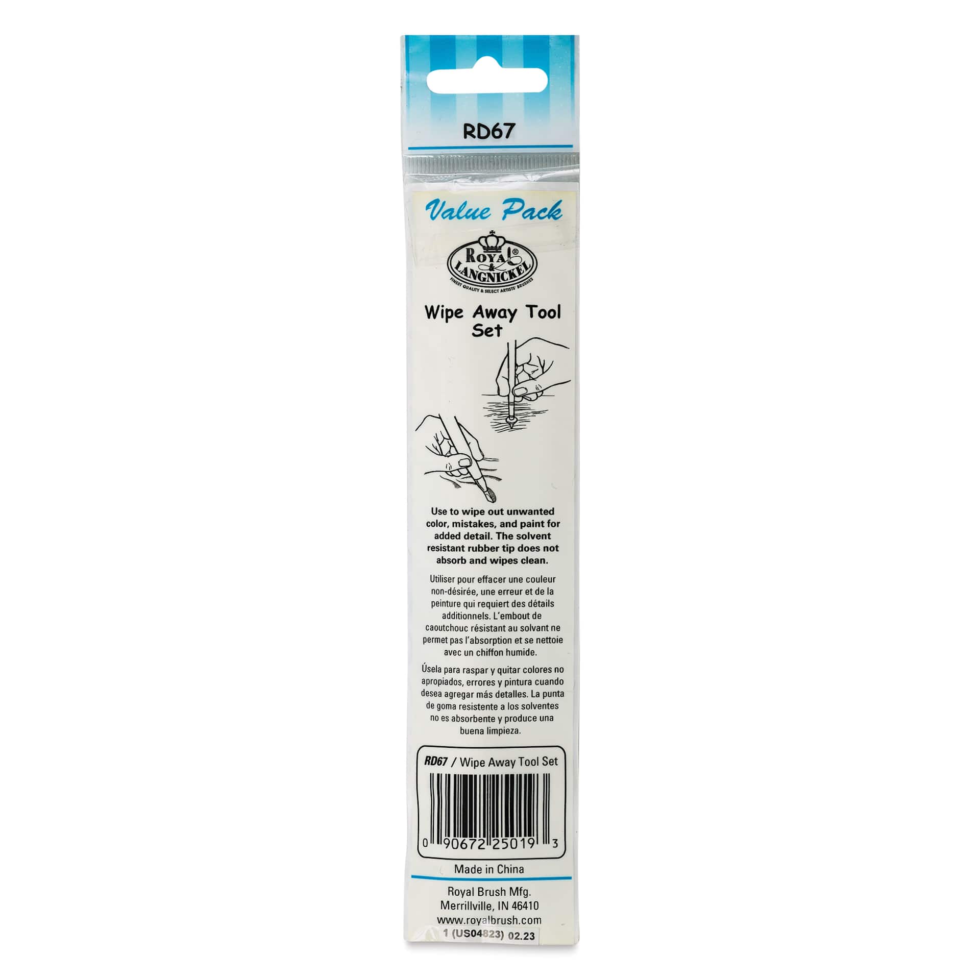 Royal & Langnickel Wipe Away Tools - Set of 2 - back of packaging