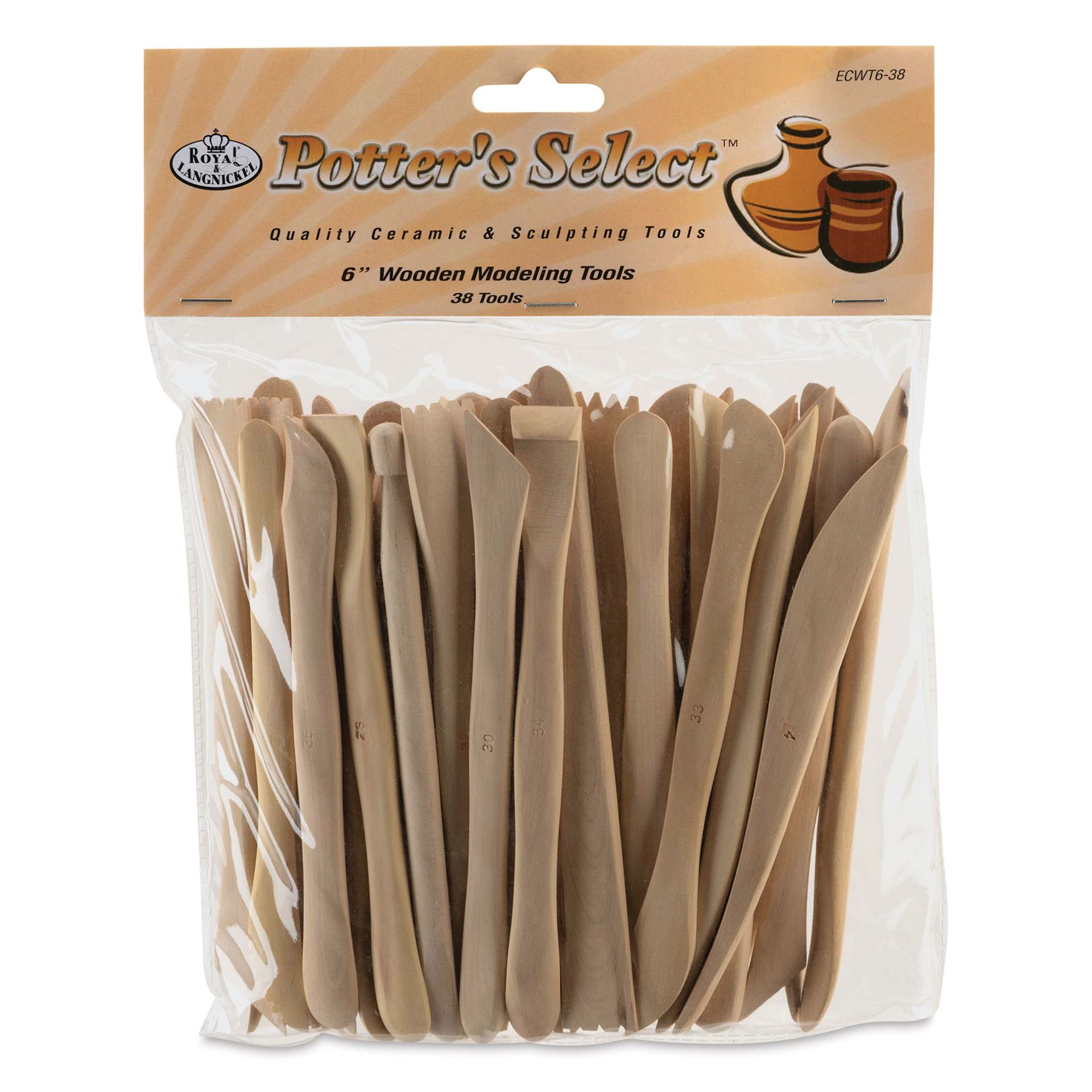 Potter's Select Wooden Modeling Tools - Set of 38, 6" - front of packaging
