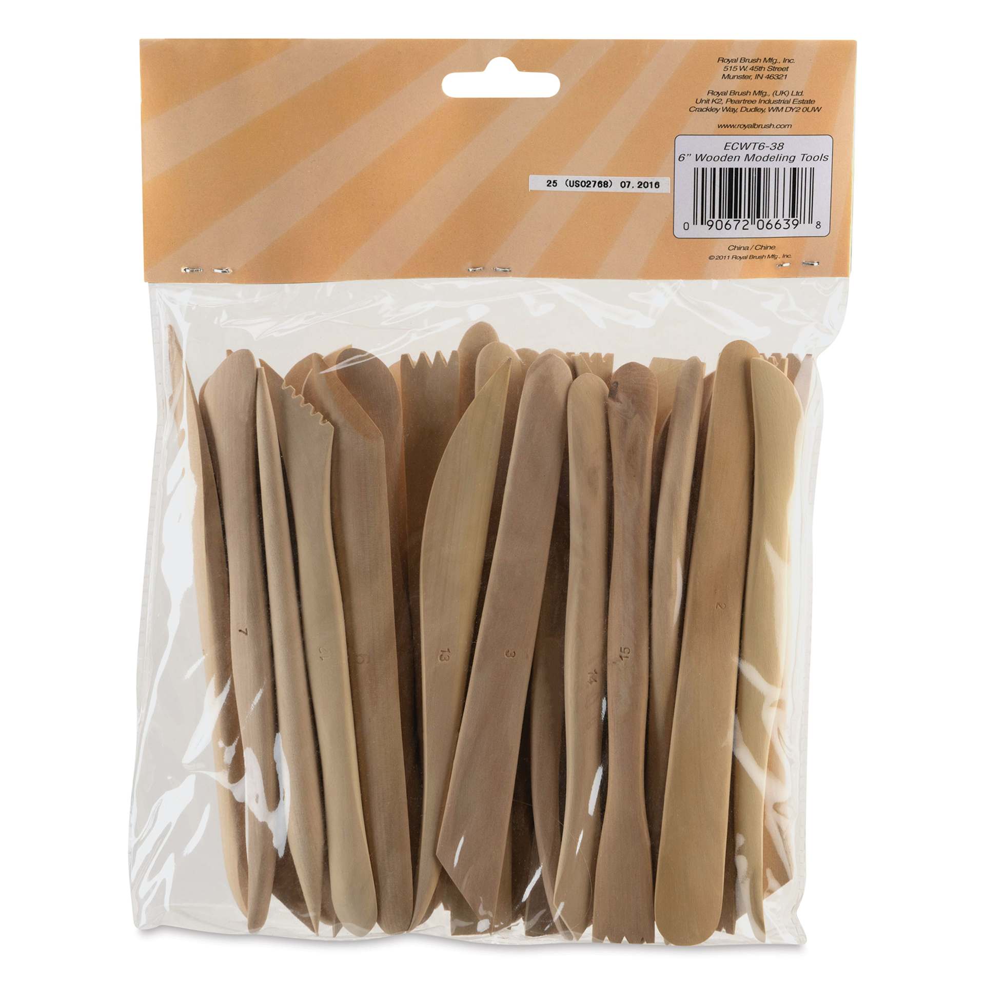 Potter's Select Wooden Modeling Tools - Set of 38, 6" - back of packaging