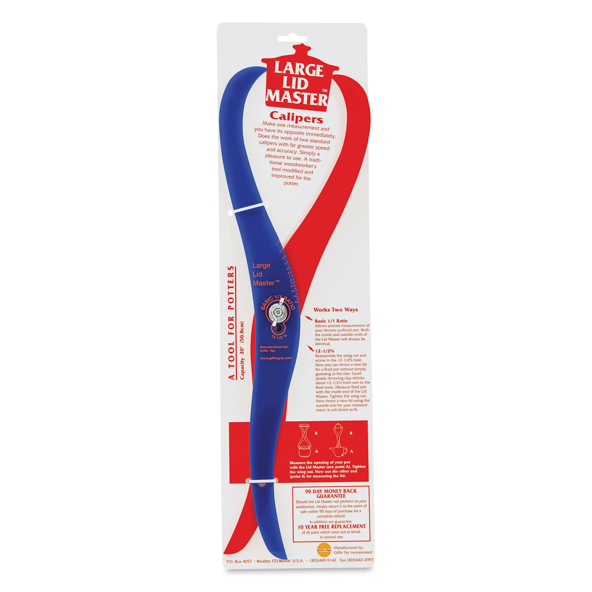 Giffin Grip Lid Master Caliper - Large, Red/Blue - front of packaging