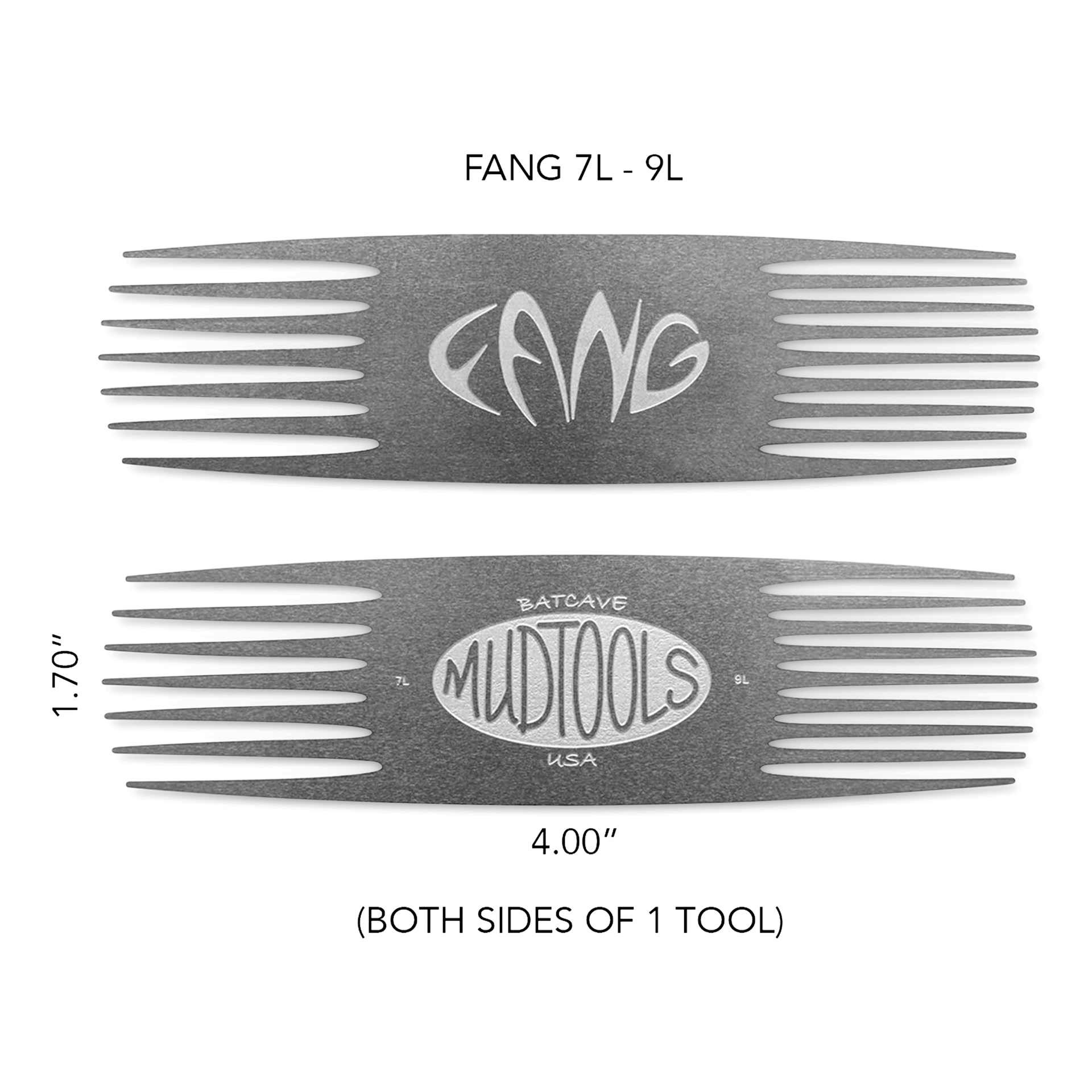 Mudtools FANG Stainless Steel Scoring Tool - Large Tooth, 7L-9L - dimensions