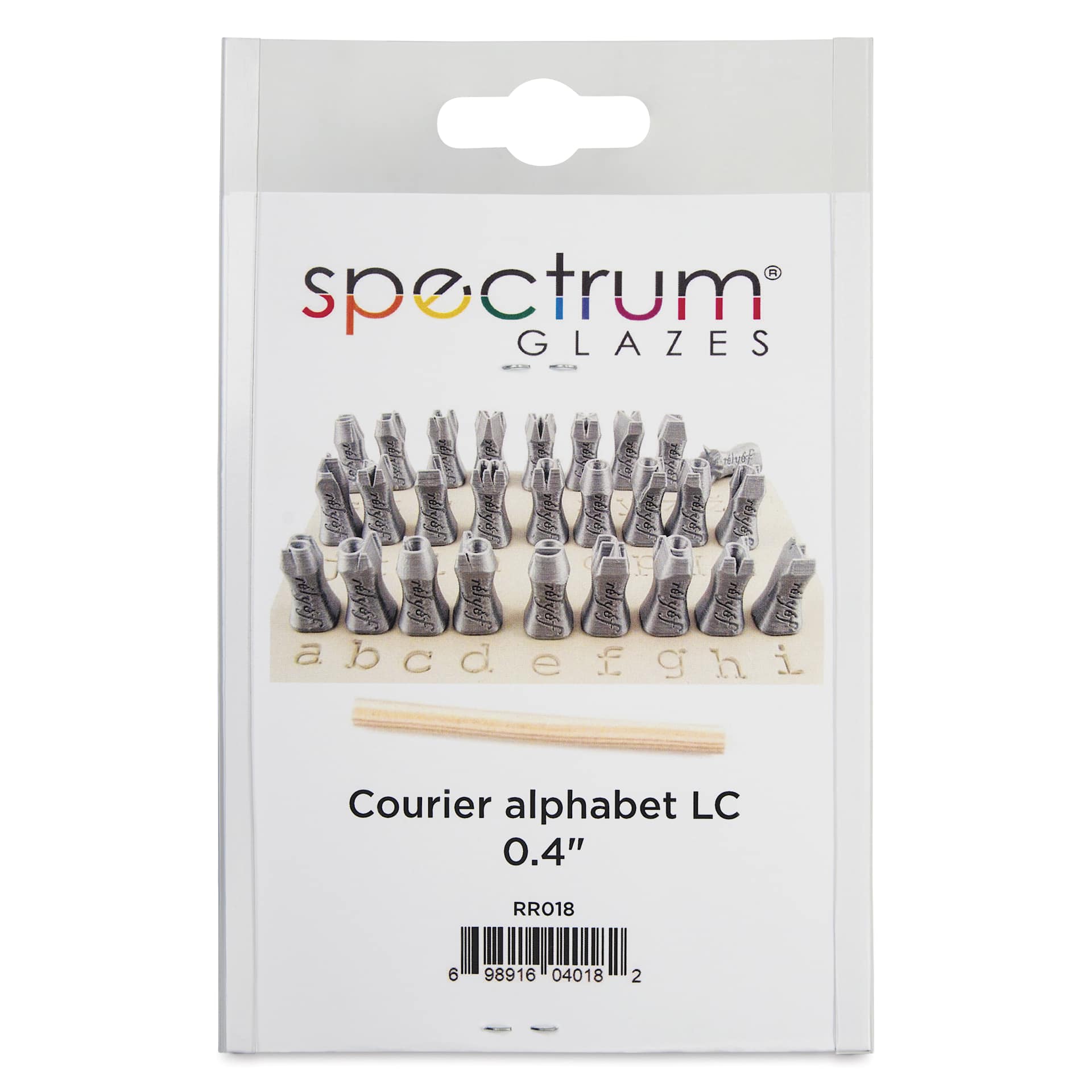 Spectrum Stamps - Courier Alphabet, Lowercase, Set of 27 - front of packaging