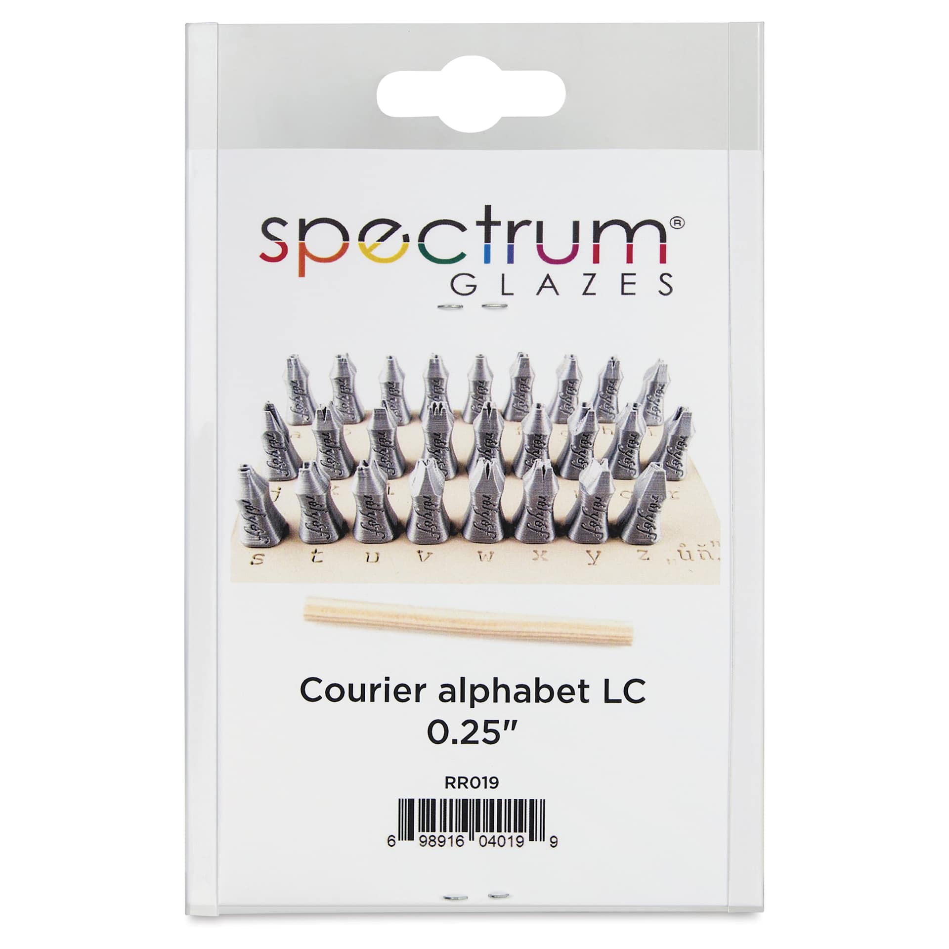Spectrum Stamps - Small Courier Alphabet, Lowercase, Set of 27 - front of packaging