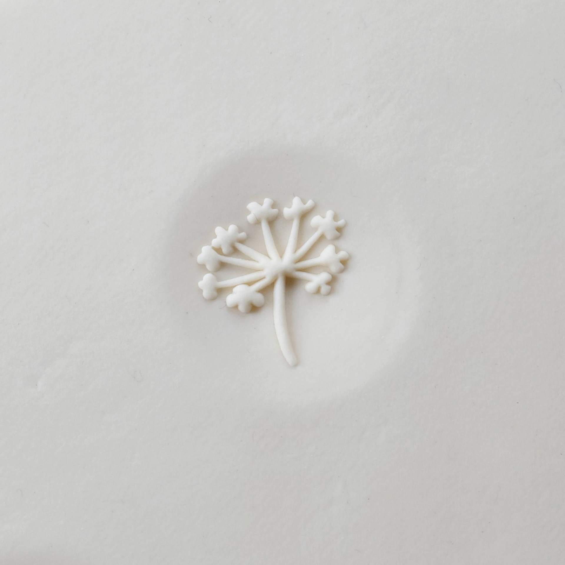 MKM Pottery Tools Curve Top Stamp - Common Milkweed - stamped into clay