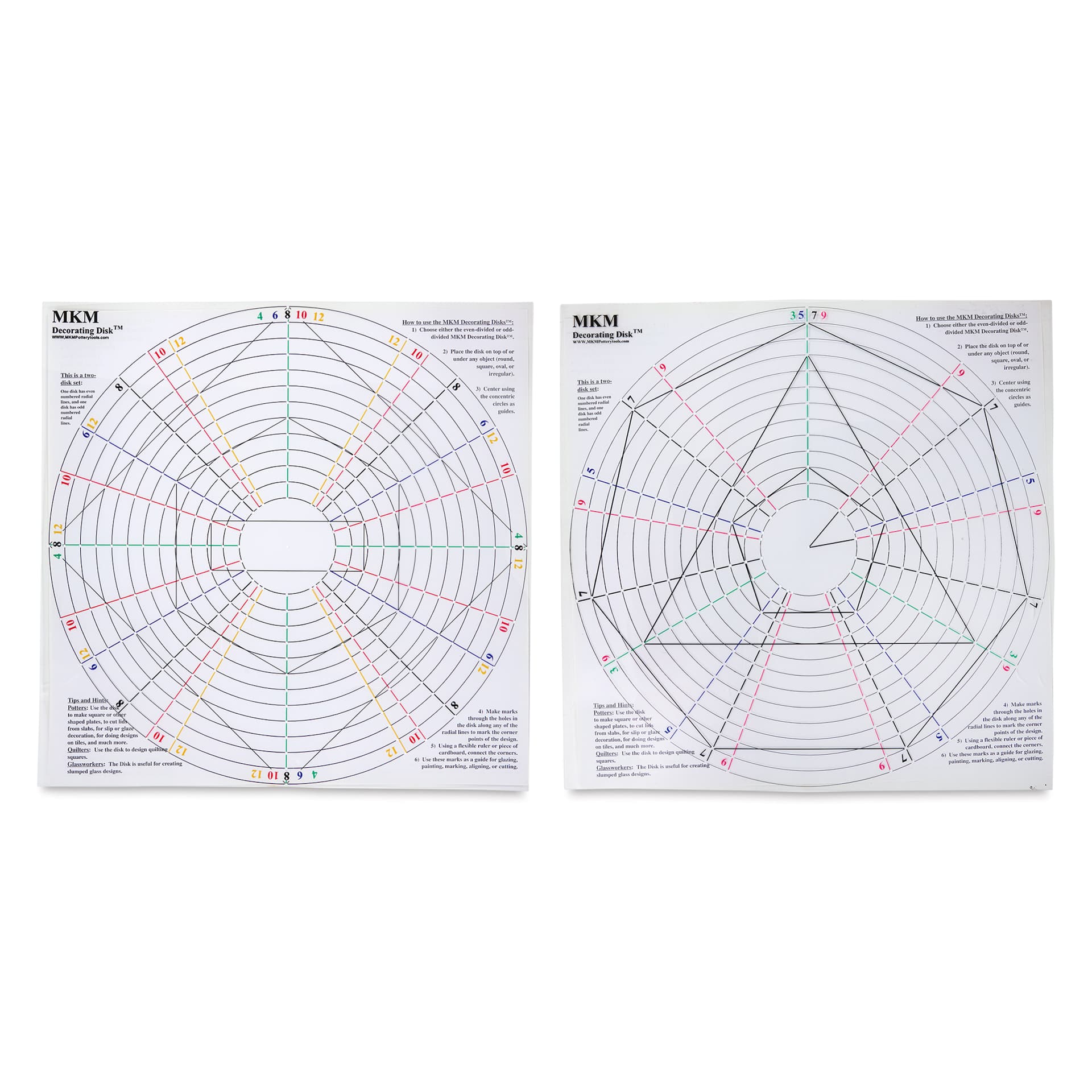 MKM Pottery Tools Decorating Disks - DD-15, Set of 2, Squares, 15" front and back