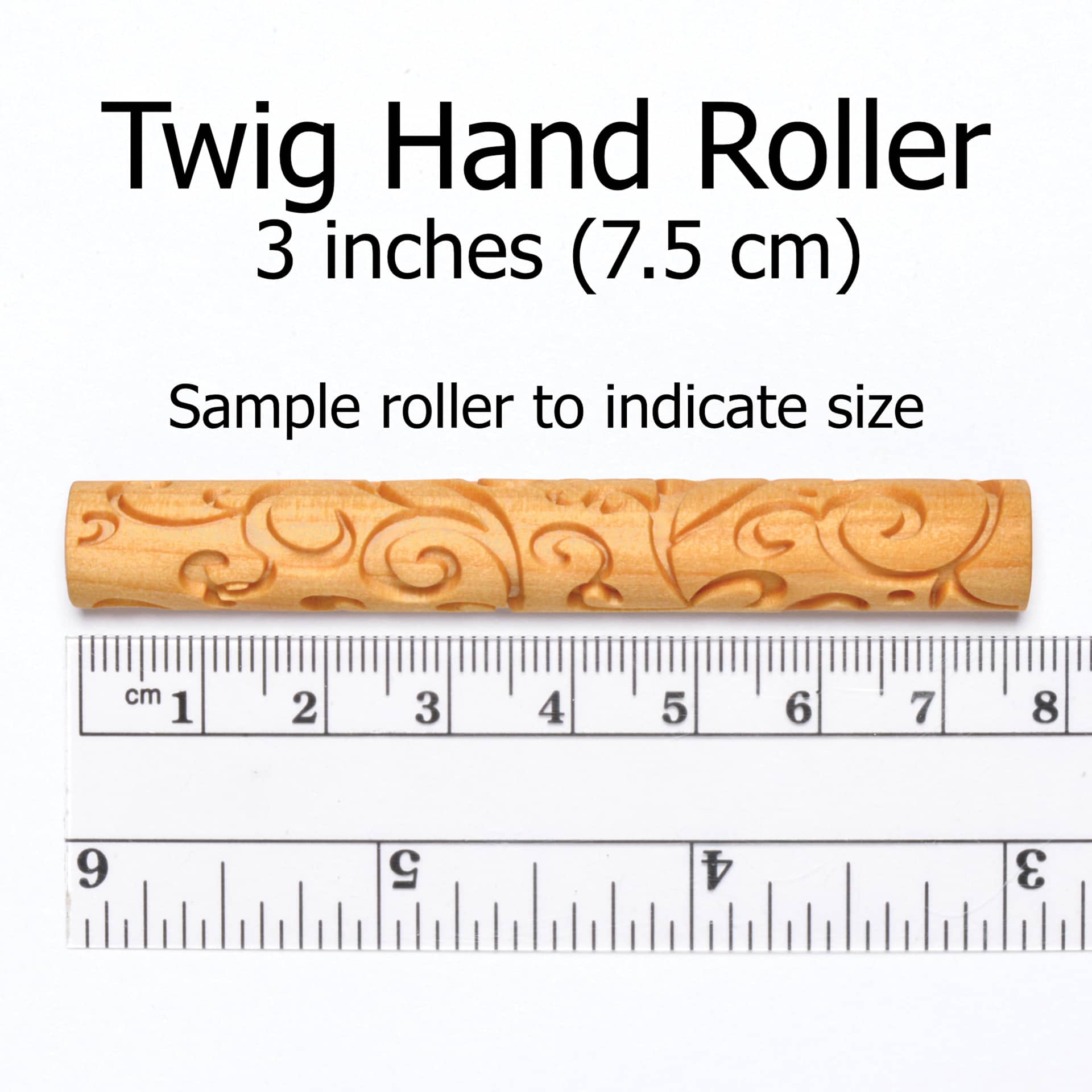 MKM Pottery Tools Twig Hand Roller - Curlicue dimensions