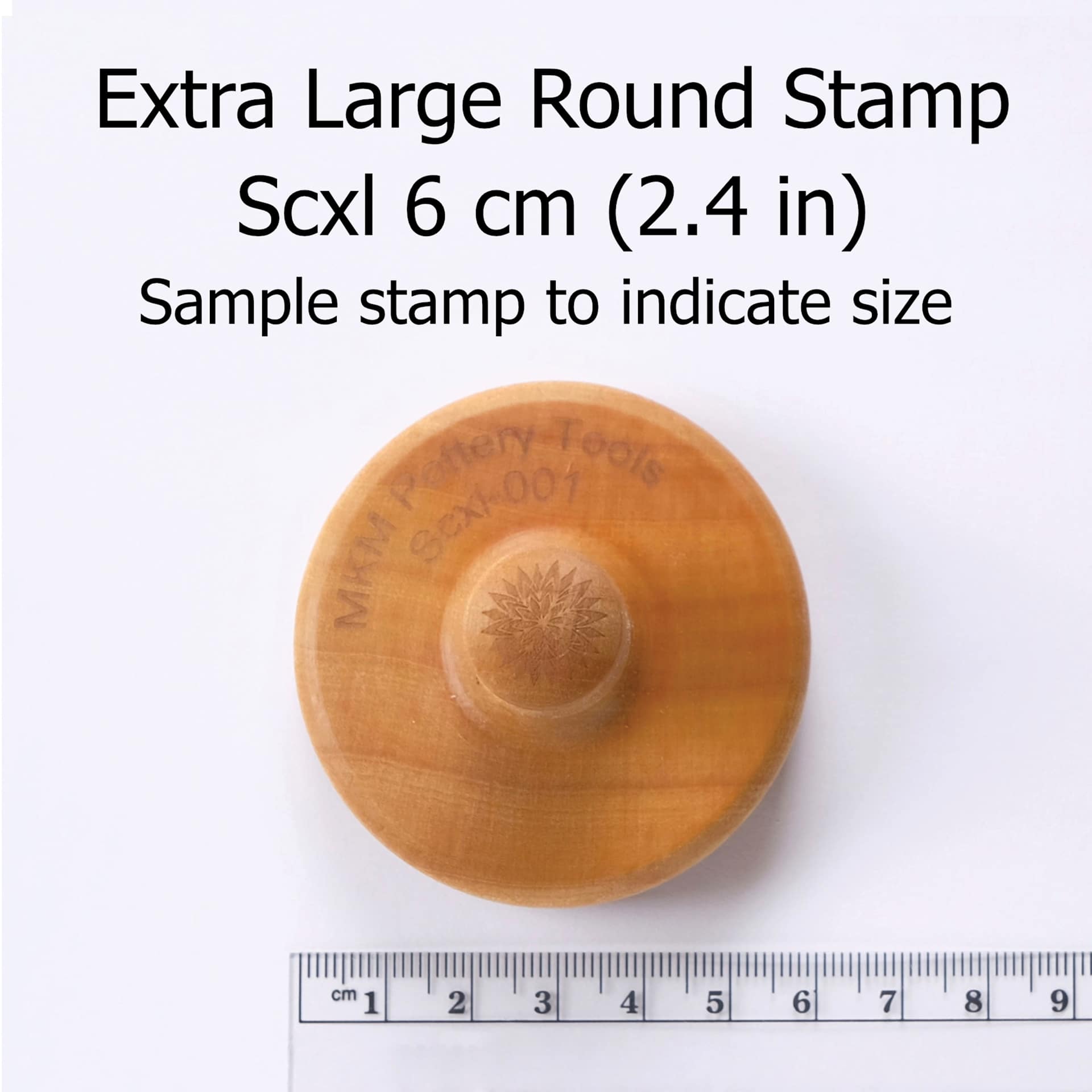 MKM Pottery Tools Extra Large Round Stamp - Luna Moth dimensions