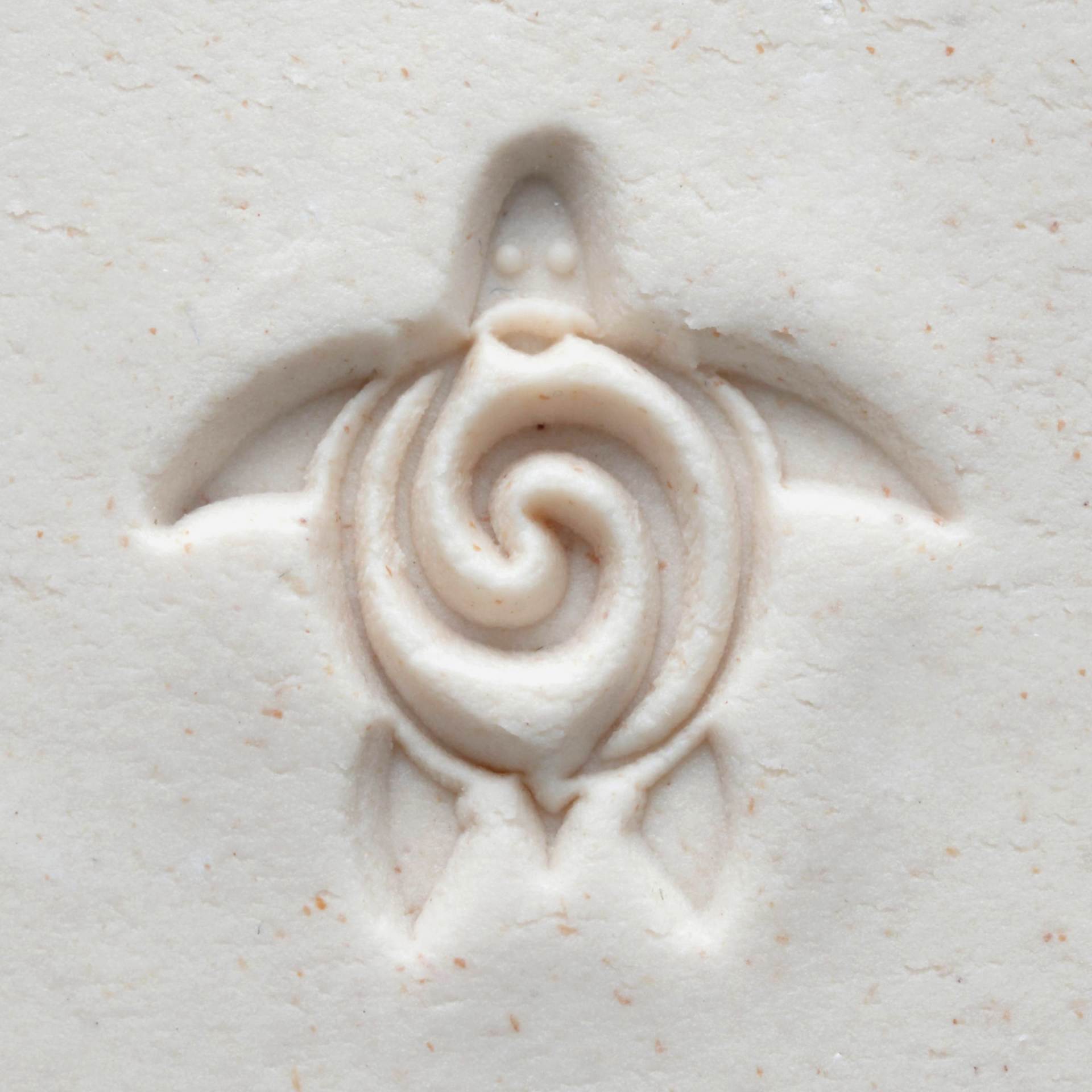 MKM Pottery Tools Medium Round Stamp - SCM-017, Sea Turtle applied to clay