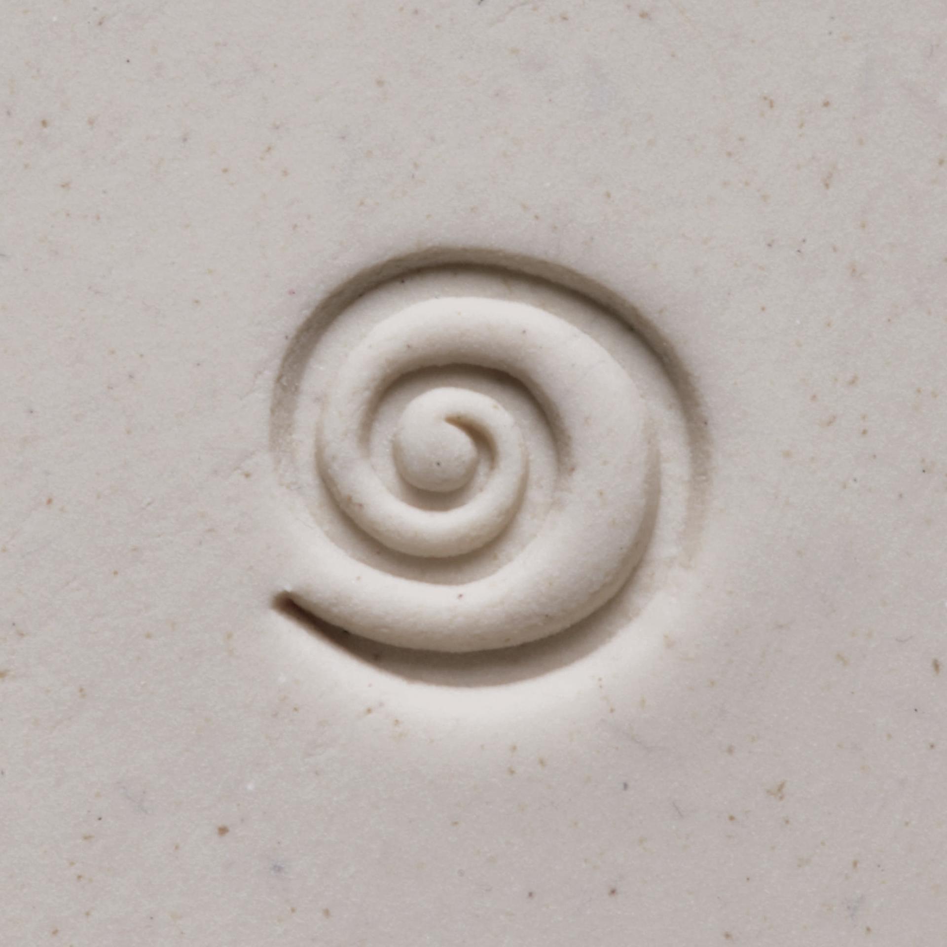 MKM Pottery Tools Small Round Stamp - SCS-116, Spiral applied to clay