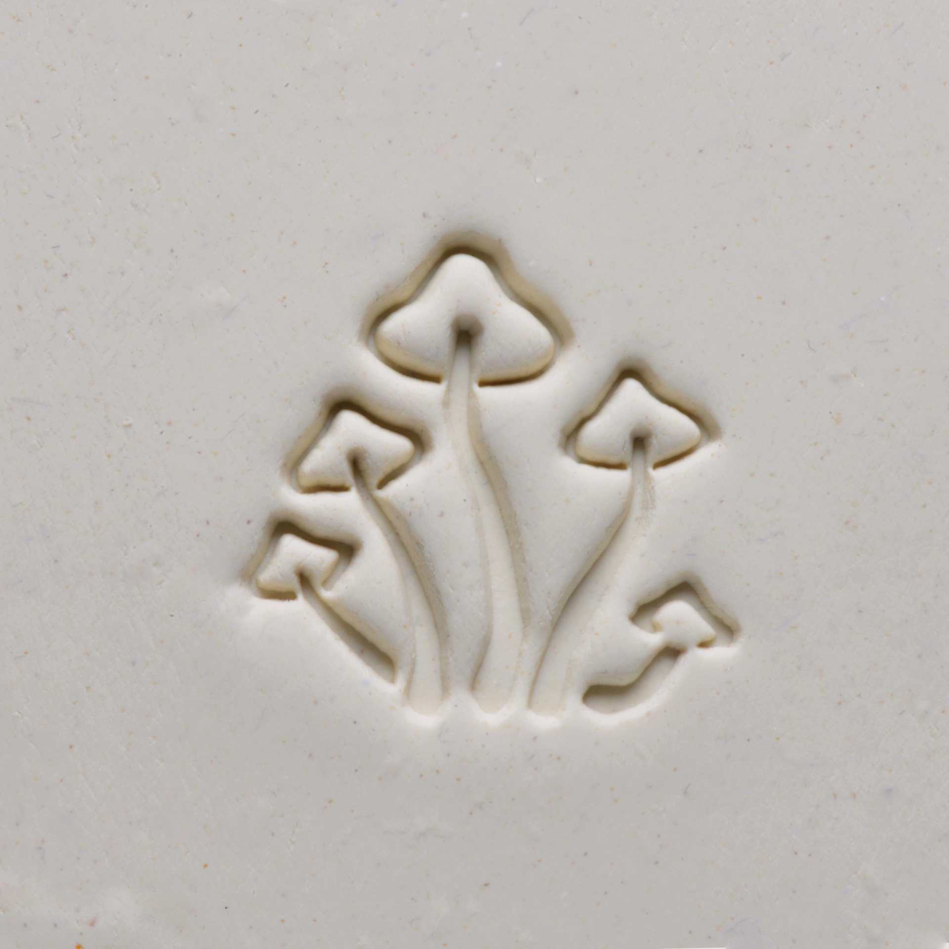 MKM Pottery Tools Large Round Stamp - SCL-090, Mushrooms applied to clay