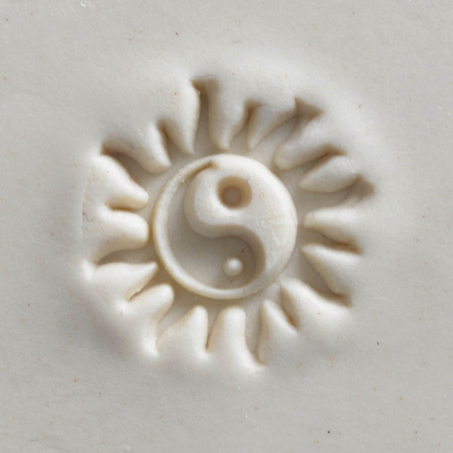MKM Pottery Tools Medium Round Stamp - SCM-161, Yin Yang applied to clay