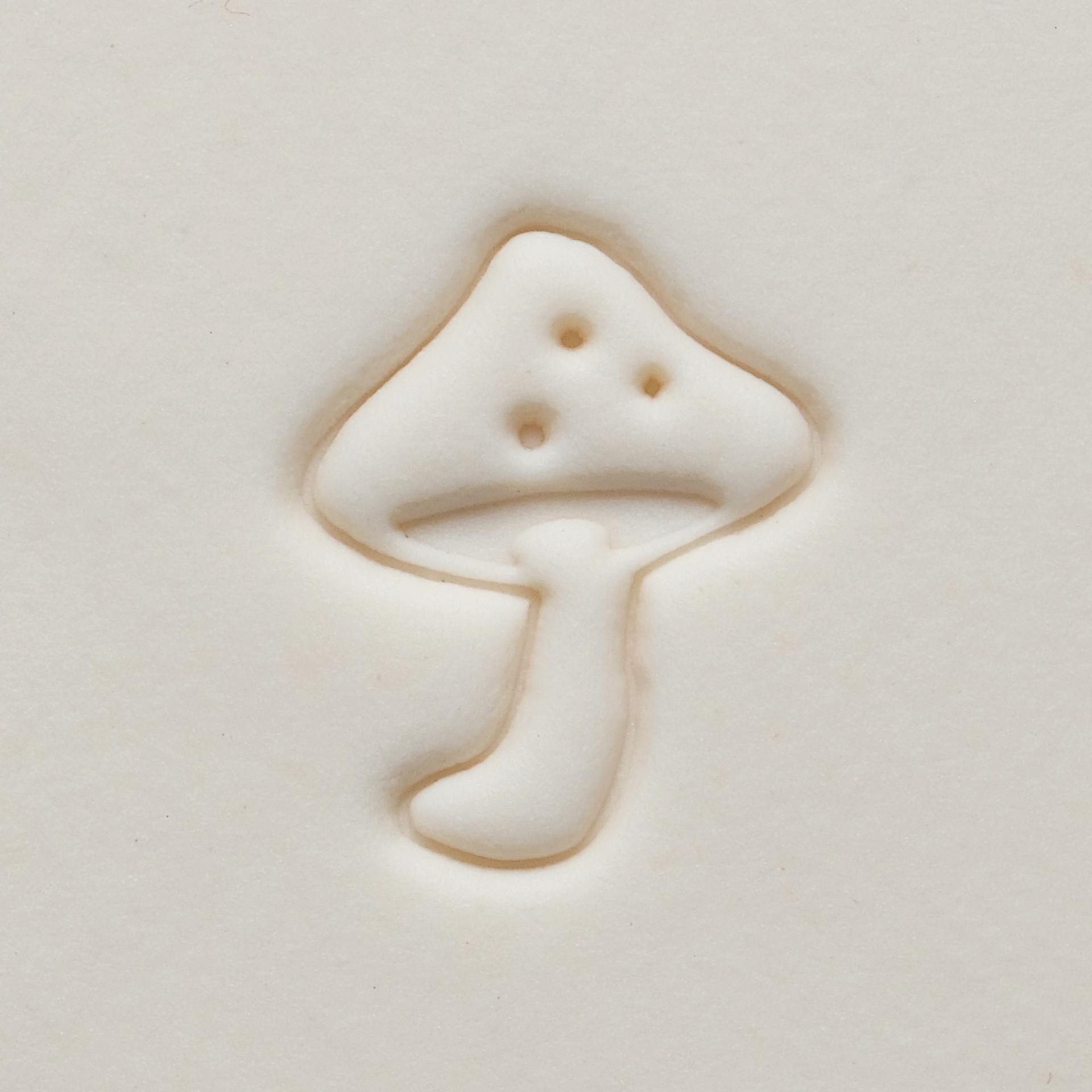 MKM Pottery Tools Medium Round Stamp - SCM-272, Mushroom applied to clay