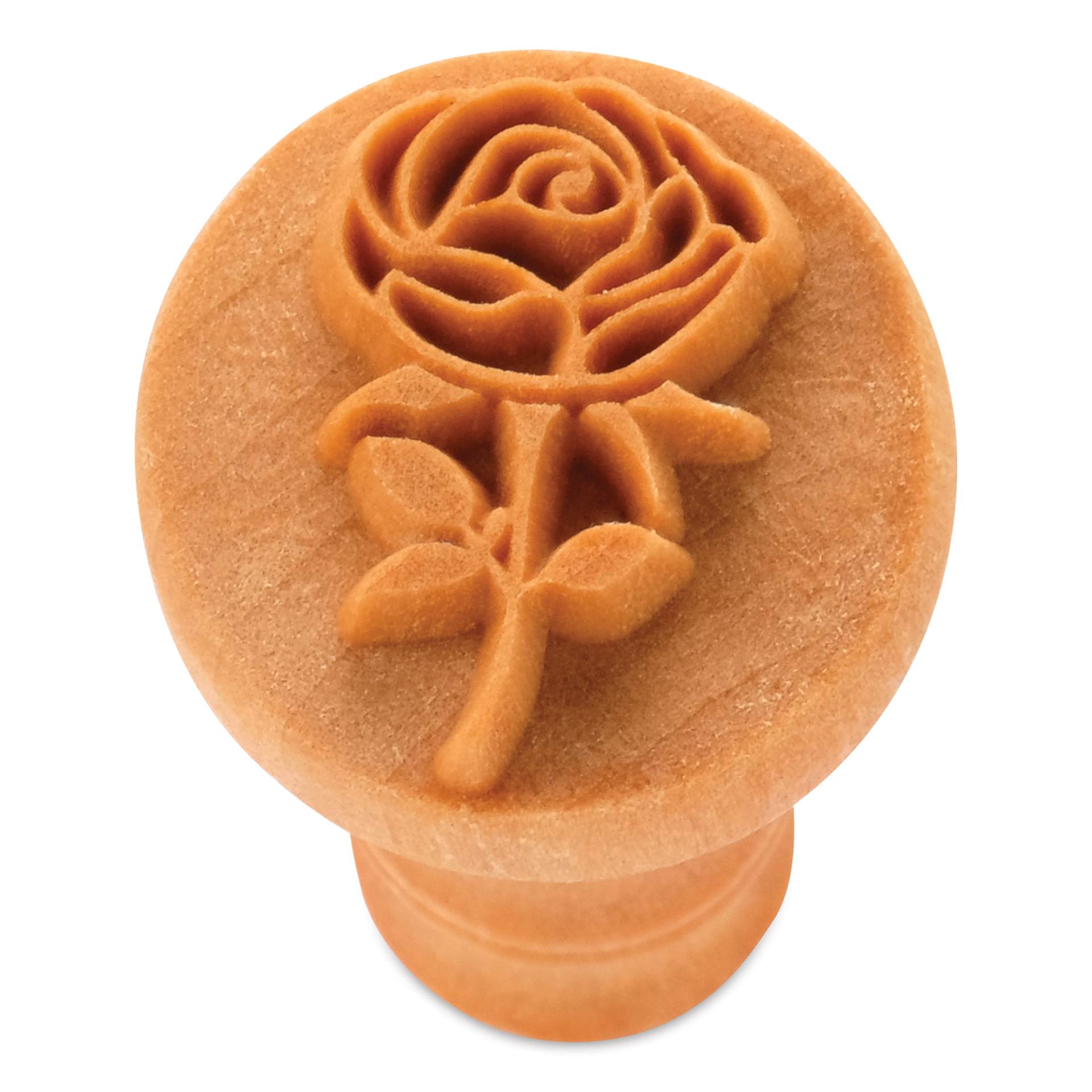 MKM Pottery Tools Medium Round Stamp - SCM-301, Rose with Stem