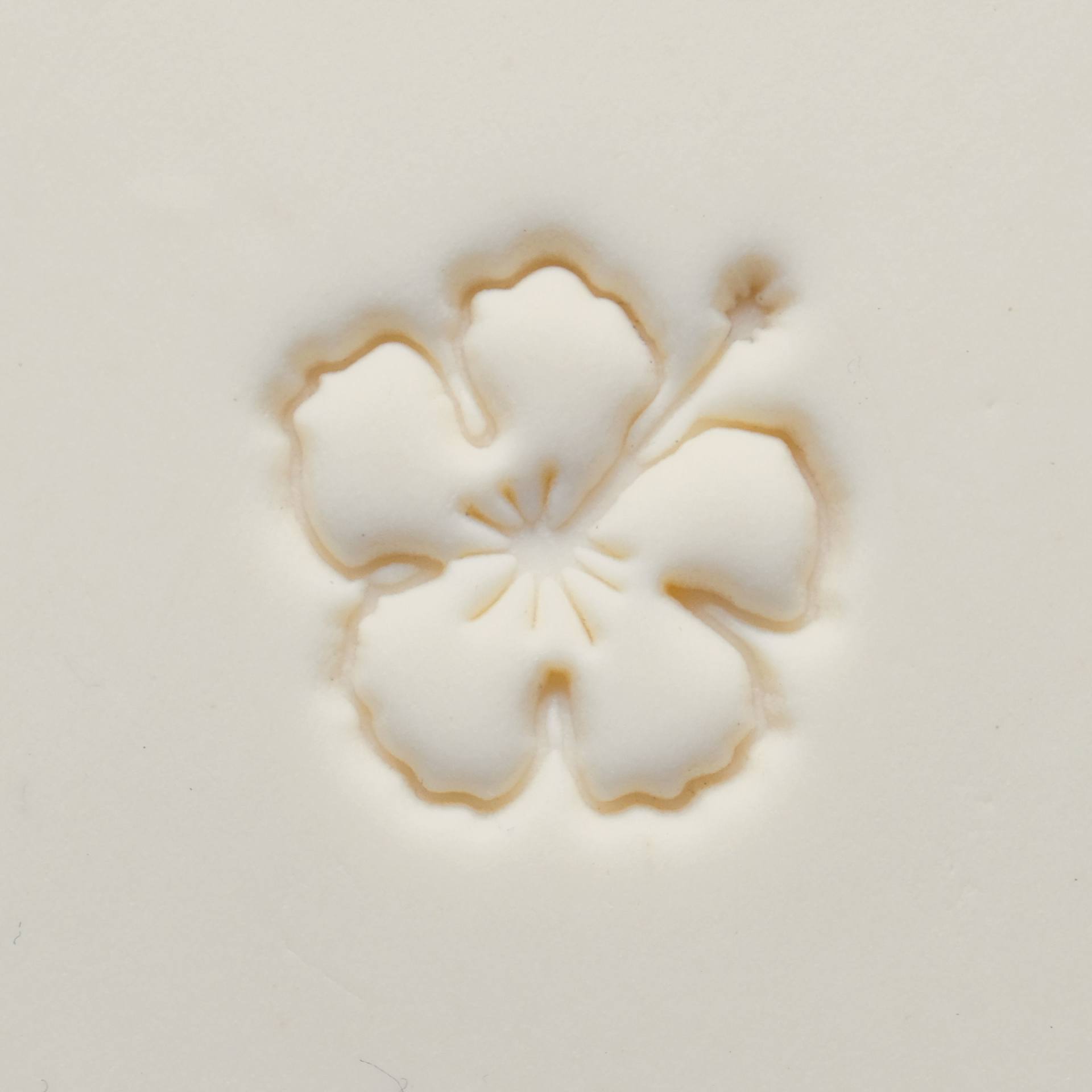 MKM Pottery Tools Medium Round Stamp - SCM-305, Hibiscus with Stamen applied to clay