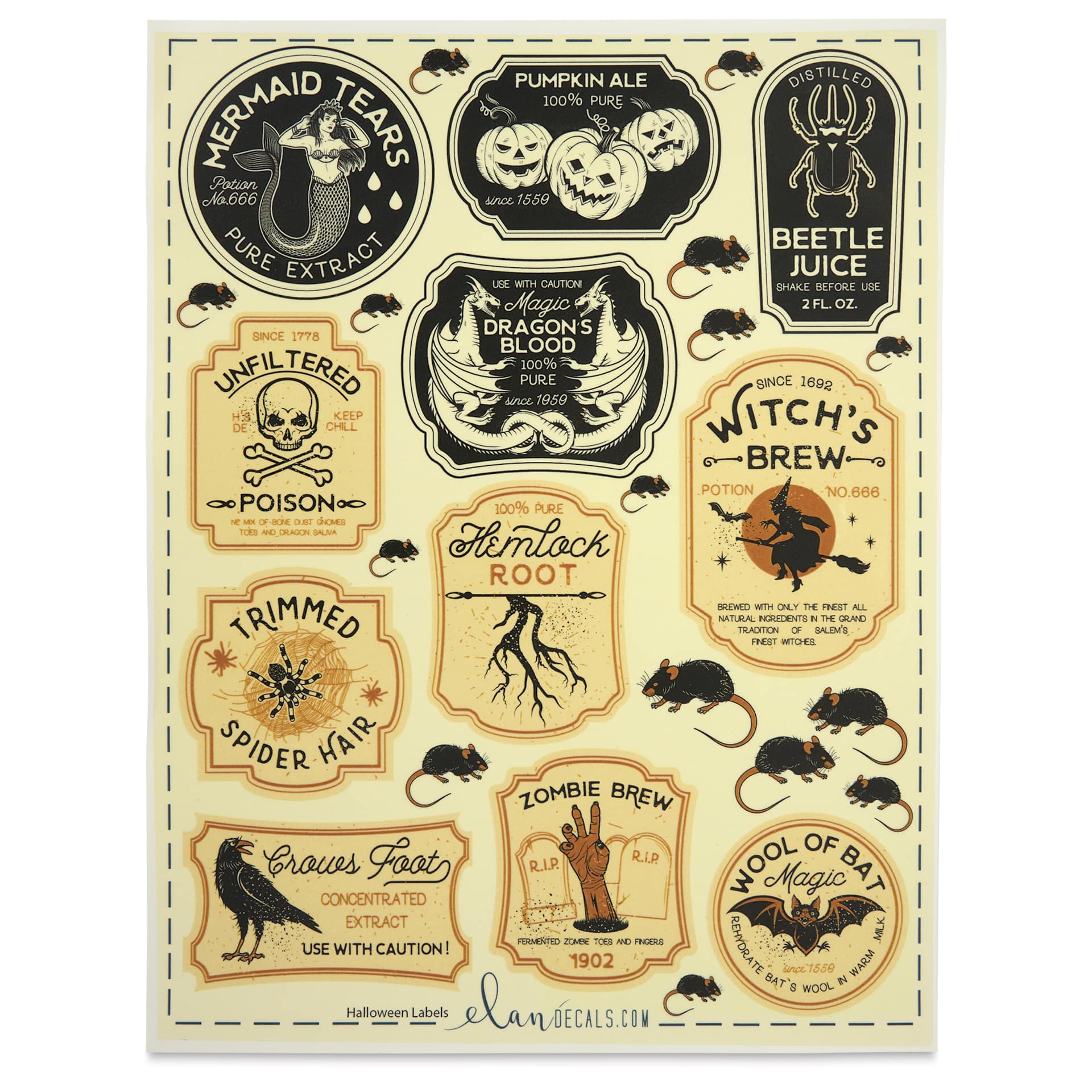 Elan Transfers Overglaze Decal Sheet - Halloween Labels