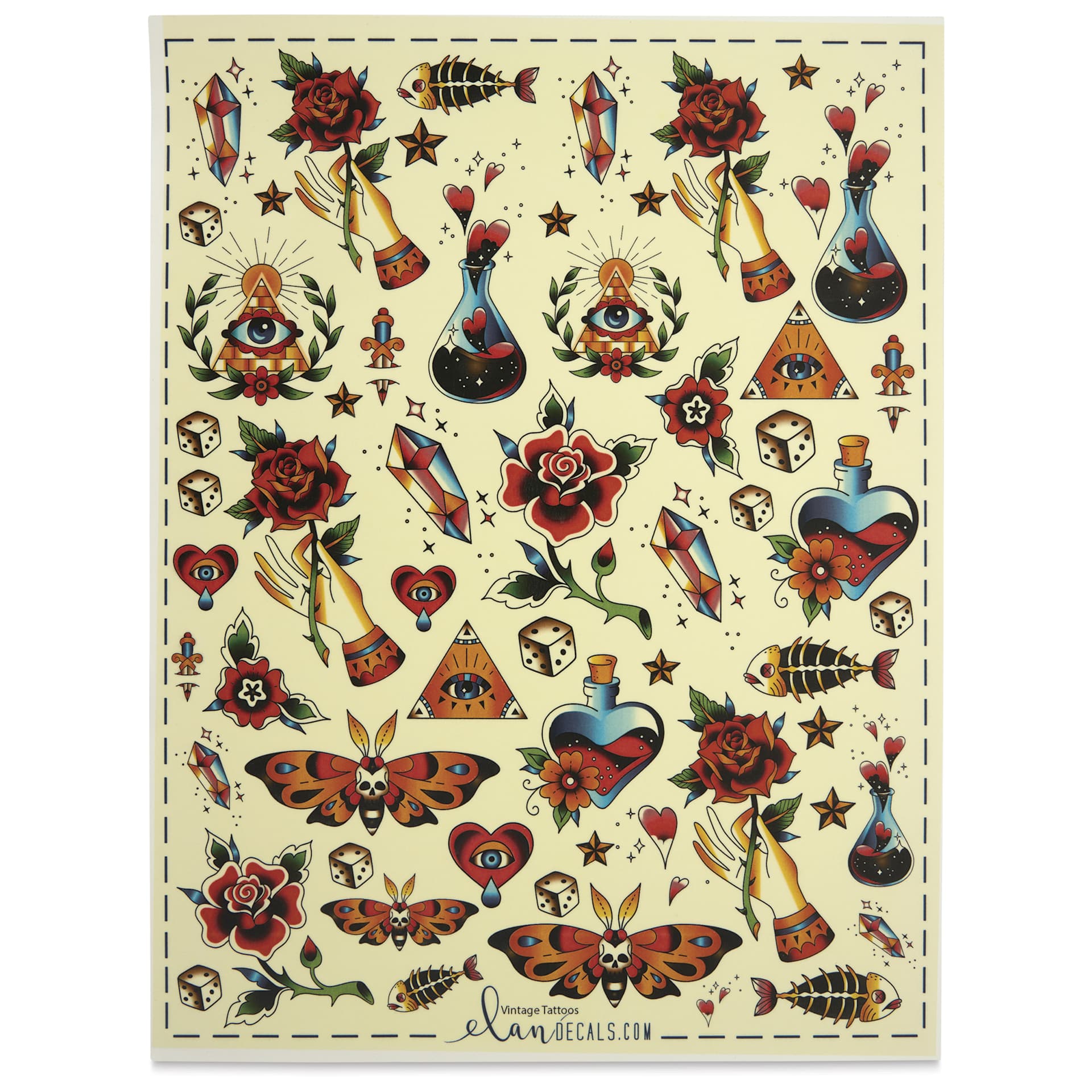 Elan Transfers Overglaze Decal Sheet - Vintage Tattoo