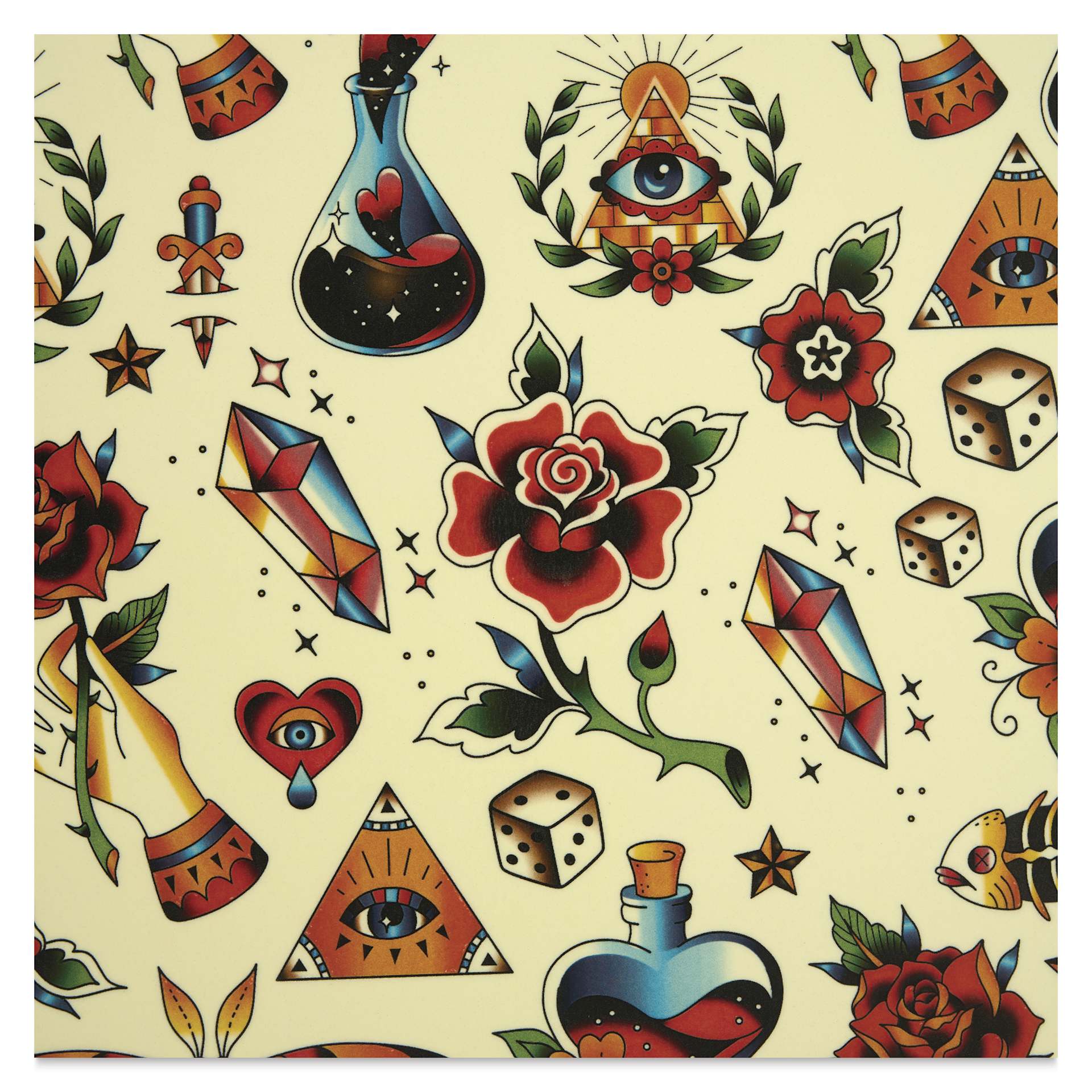 Elan Transfers Overglaze Decal Sheet - Vintage Tattoo - close-up