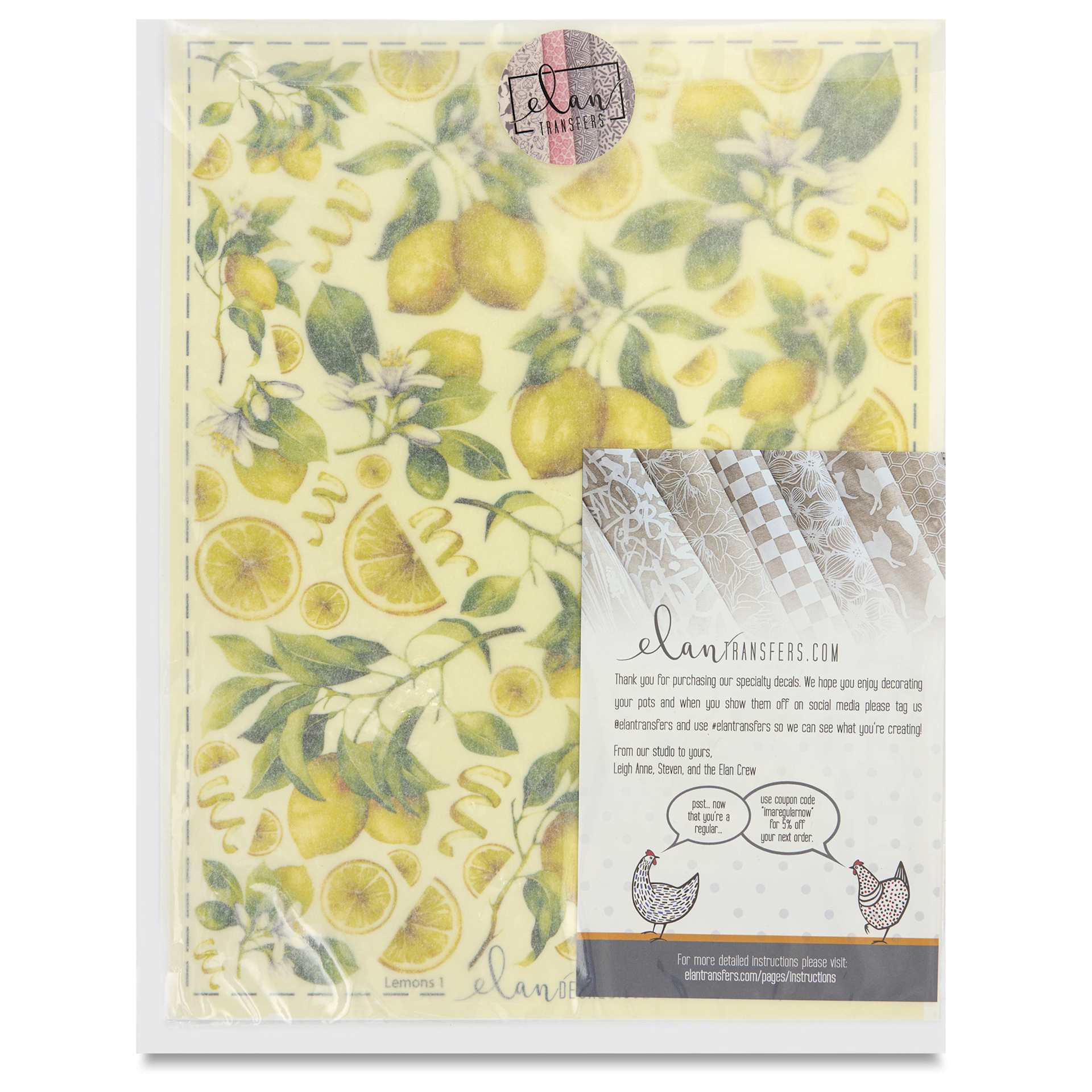 Elan Transfers Overglaze Decal Sheet - Lemons - front of packaging