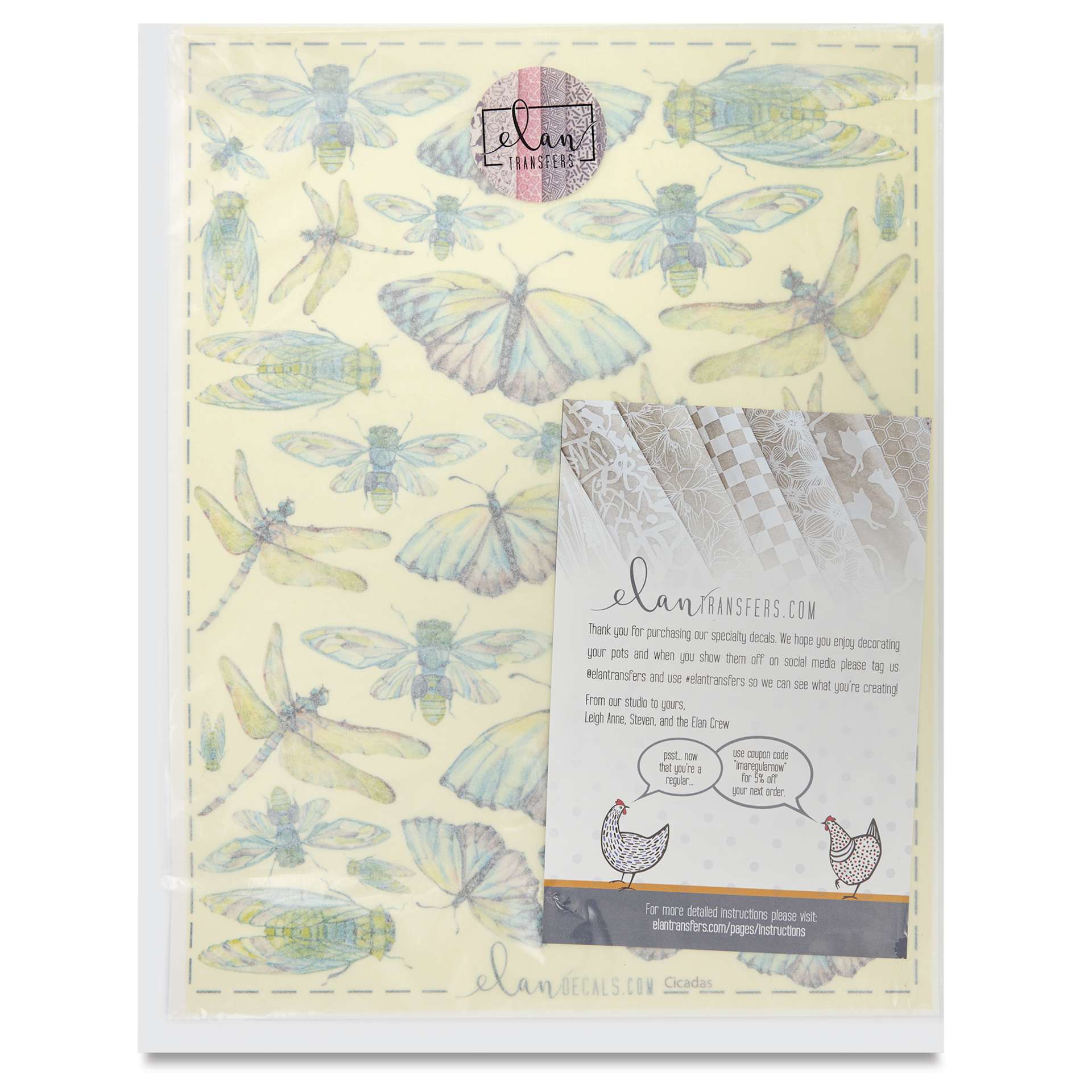 Elan Transfers Overglaze Decal Sheet - Celestial Cats - front of packaging