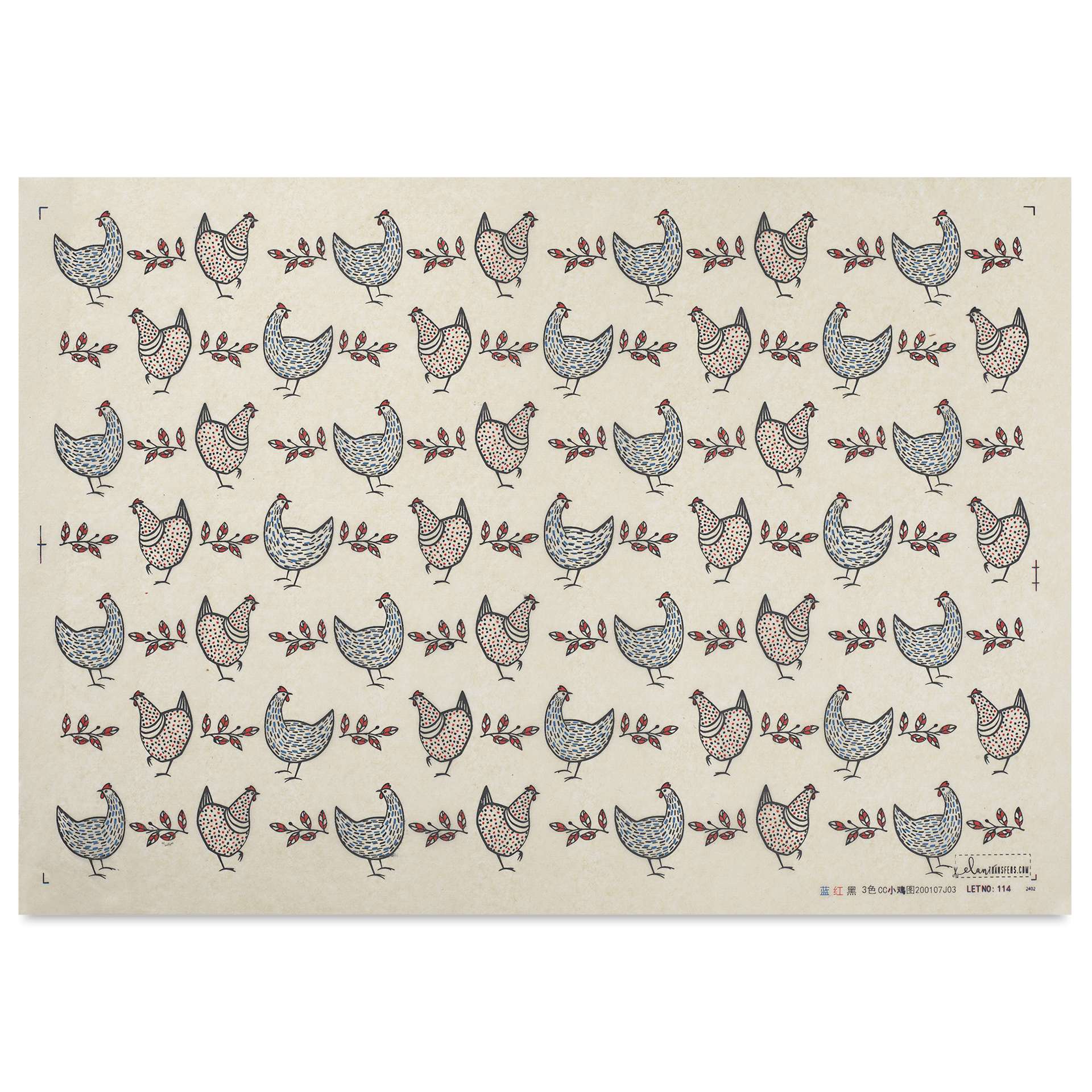 Elan Transfers Underglaze Transfer Sheet - Chickens, Assorted Colors