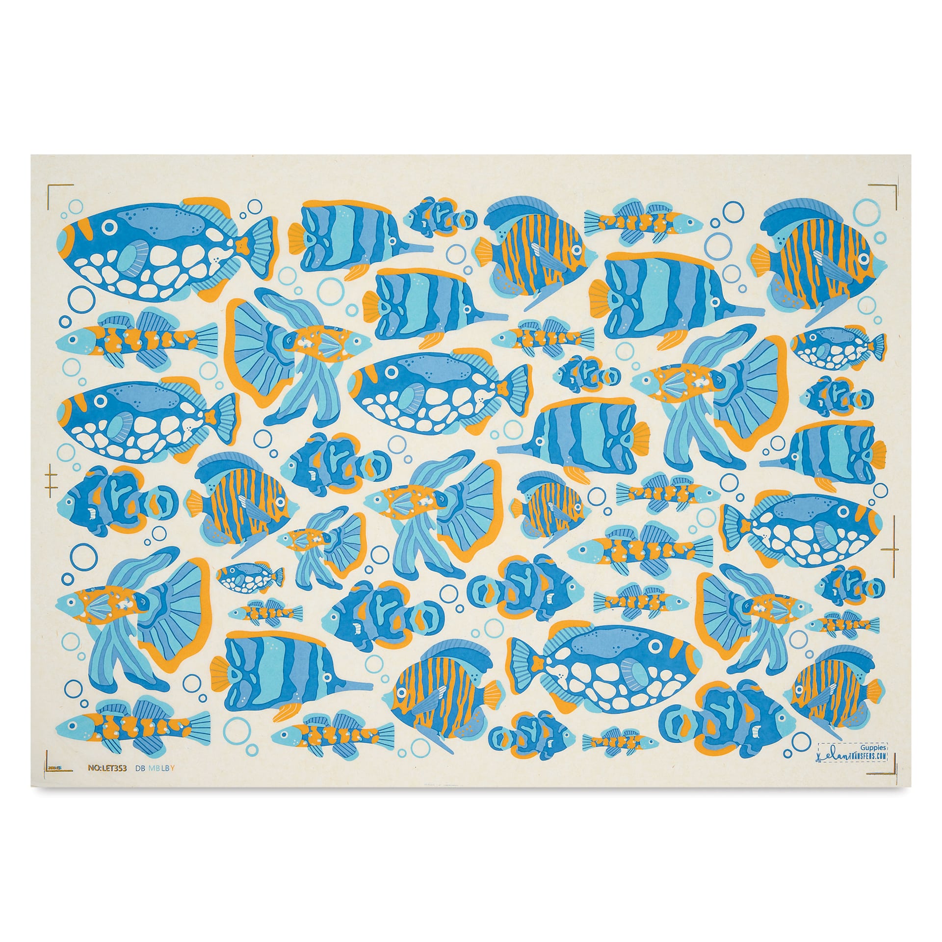Elan Transfers Underglaze Transfer Sheet - Guppies, Assorted Colors