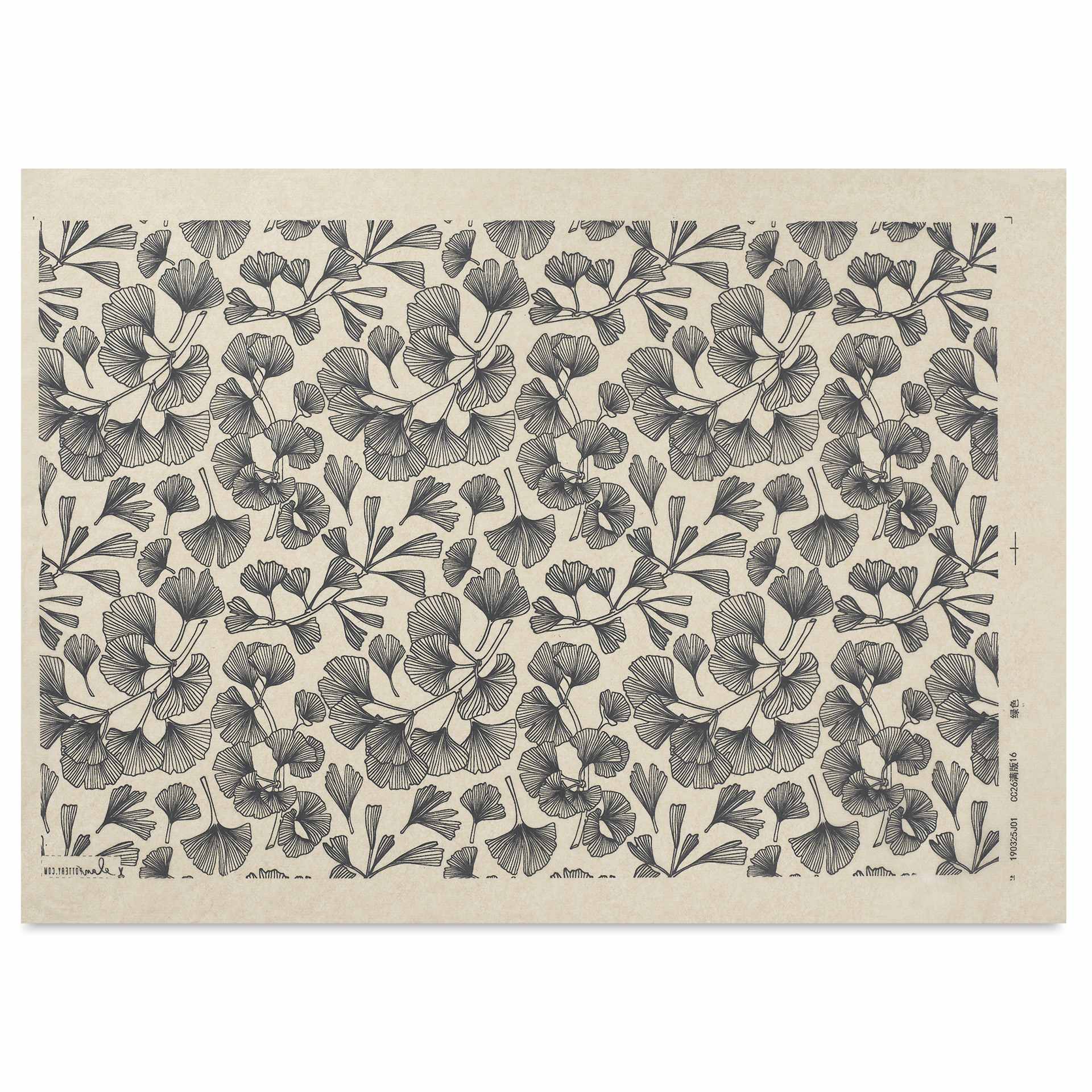 Elan Transfers Underglaze Transfer Sheet - Ginkgo Leaves, Black