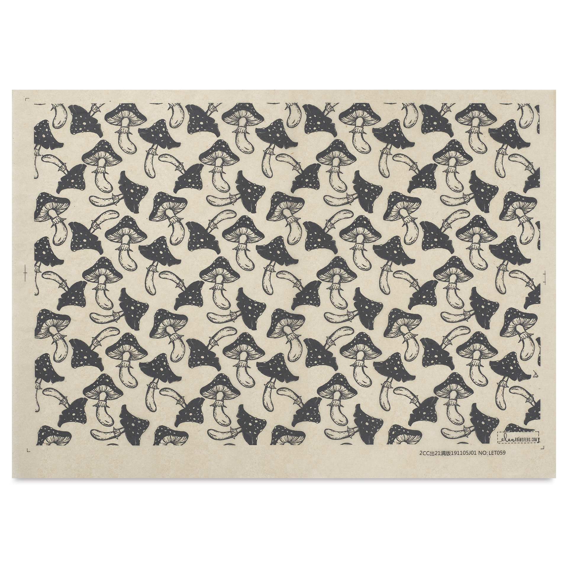 Elan Transfers Underglaze Transfer Sheet - Mushrooms, Black