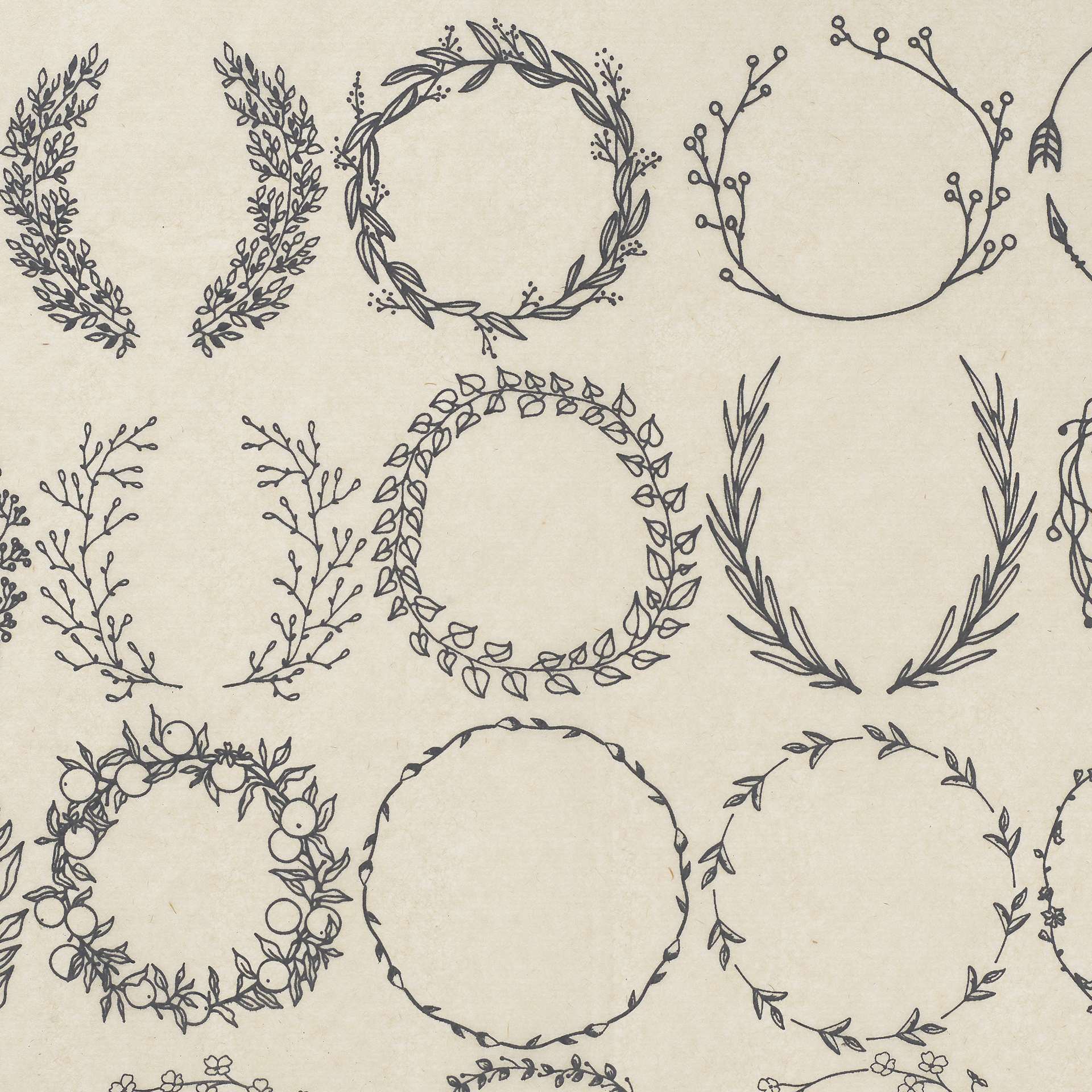 Elan Transfers Underglaze Transfer Sheet - Floral Wreaths, Black - close-up