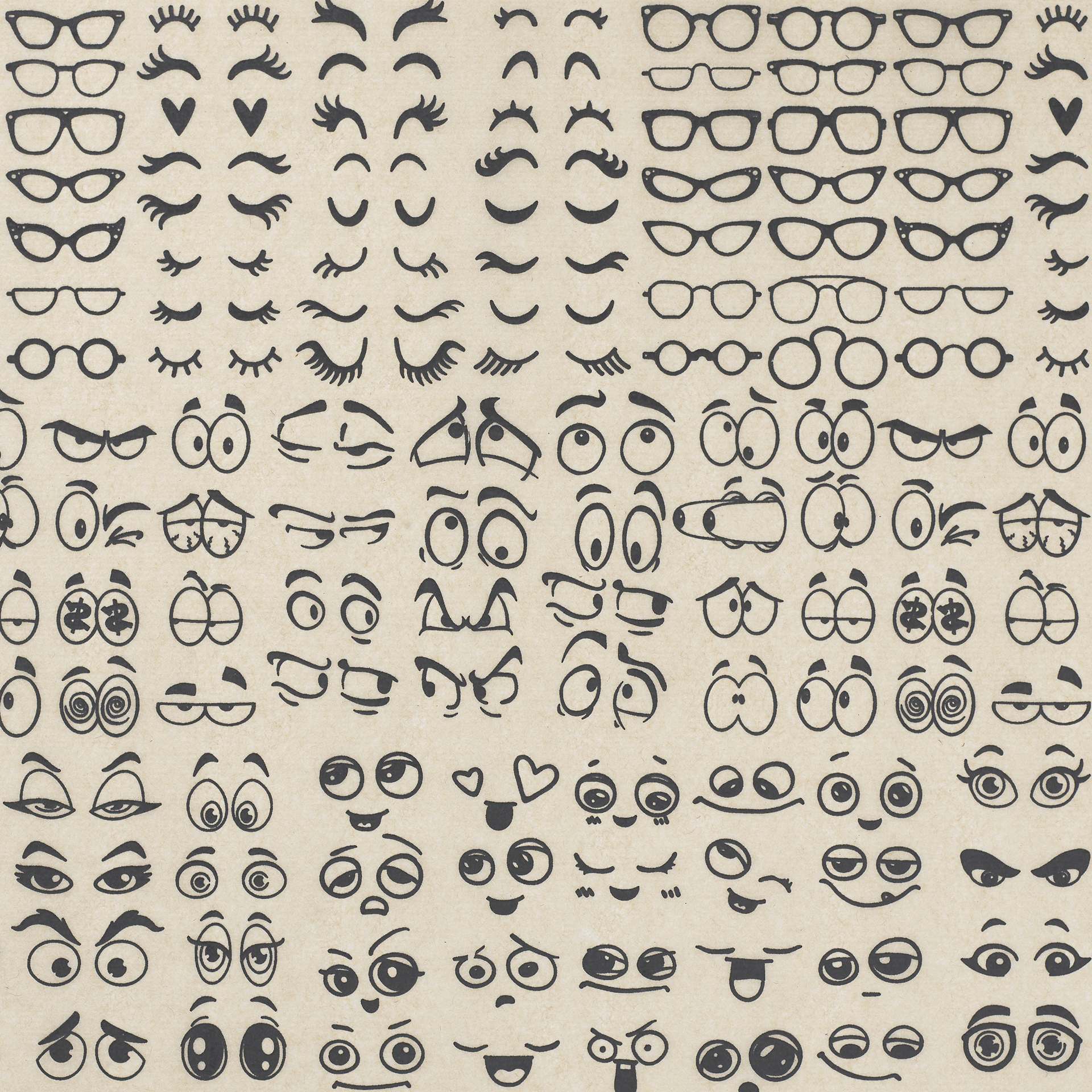 Elan Transfers Underglaze Transfer Sheet - Googly Eyes, Black - close-up