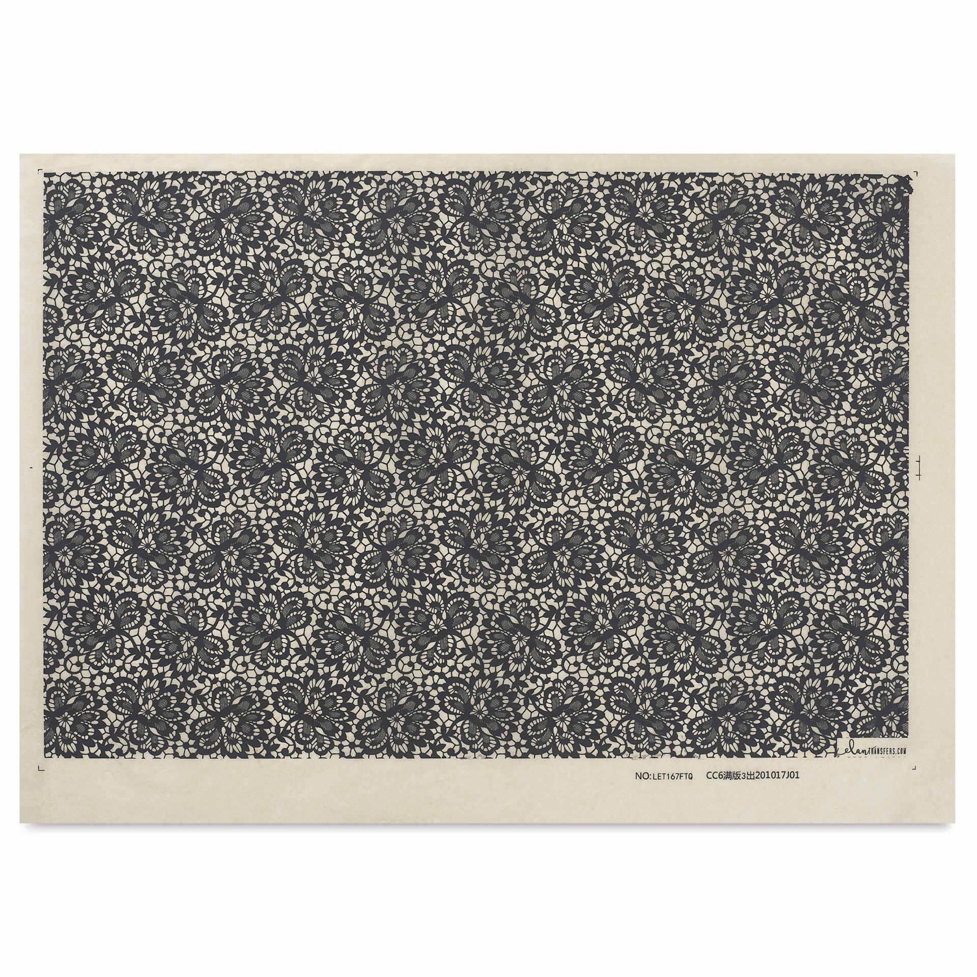 Elan Transfers Underglaze Transfer Sheet - Floral Lace, Black