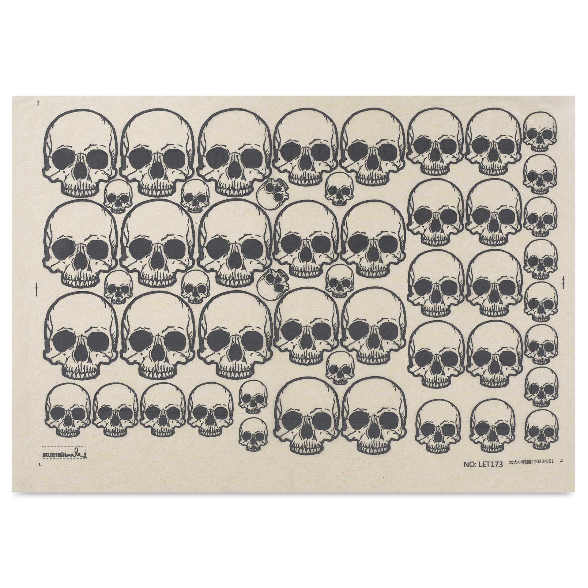 Elan Transfers Underglaze Transfer Sheet - Skulls, Black