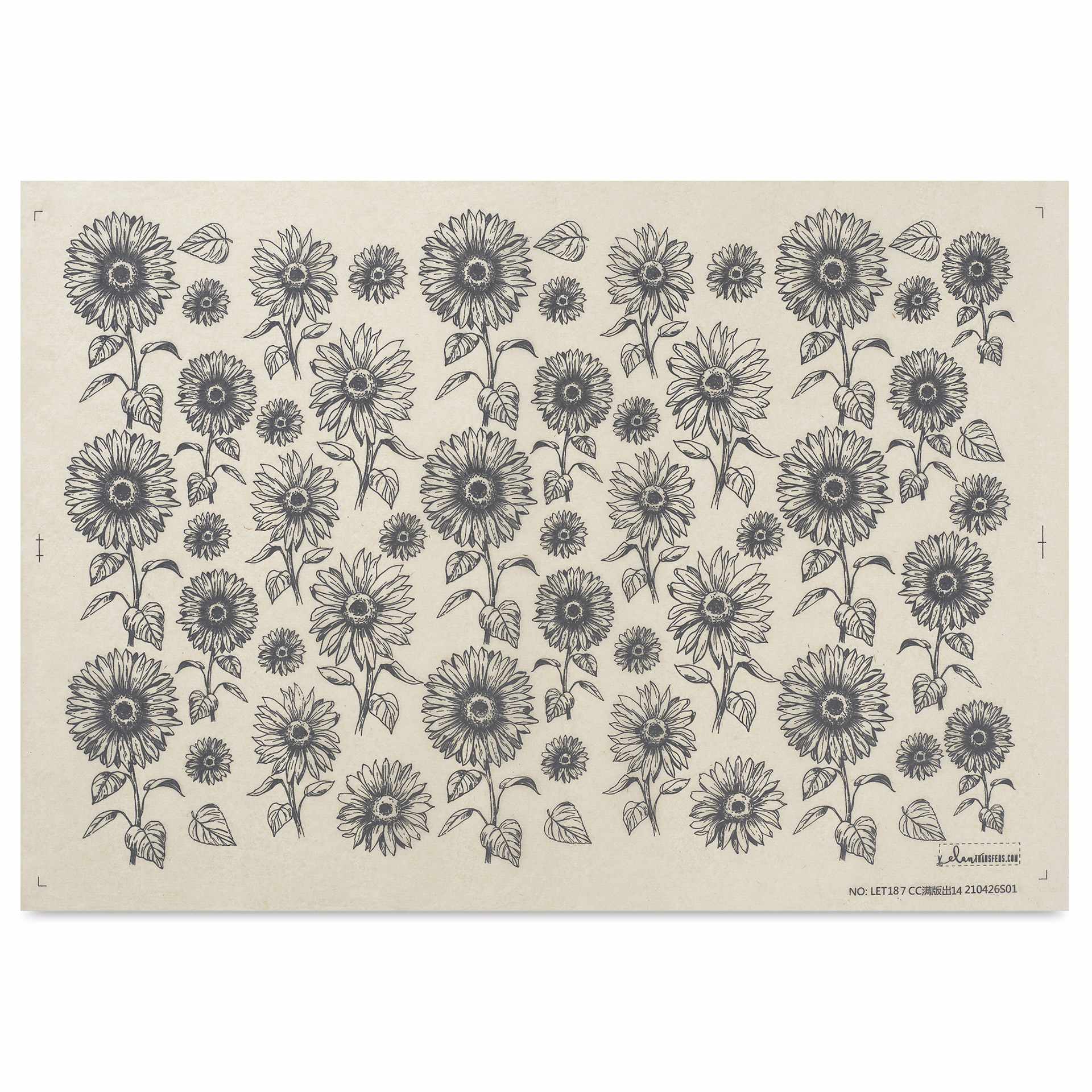 Elan Transfers Underglaze Transfer Sheet - Sunflowers, Black