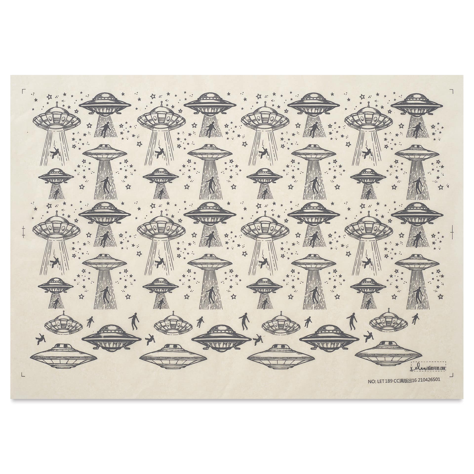 Elan Transfers Underglaze Transfer Sheet - UFO, Black