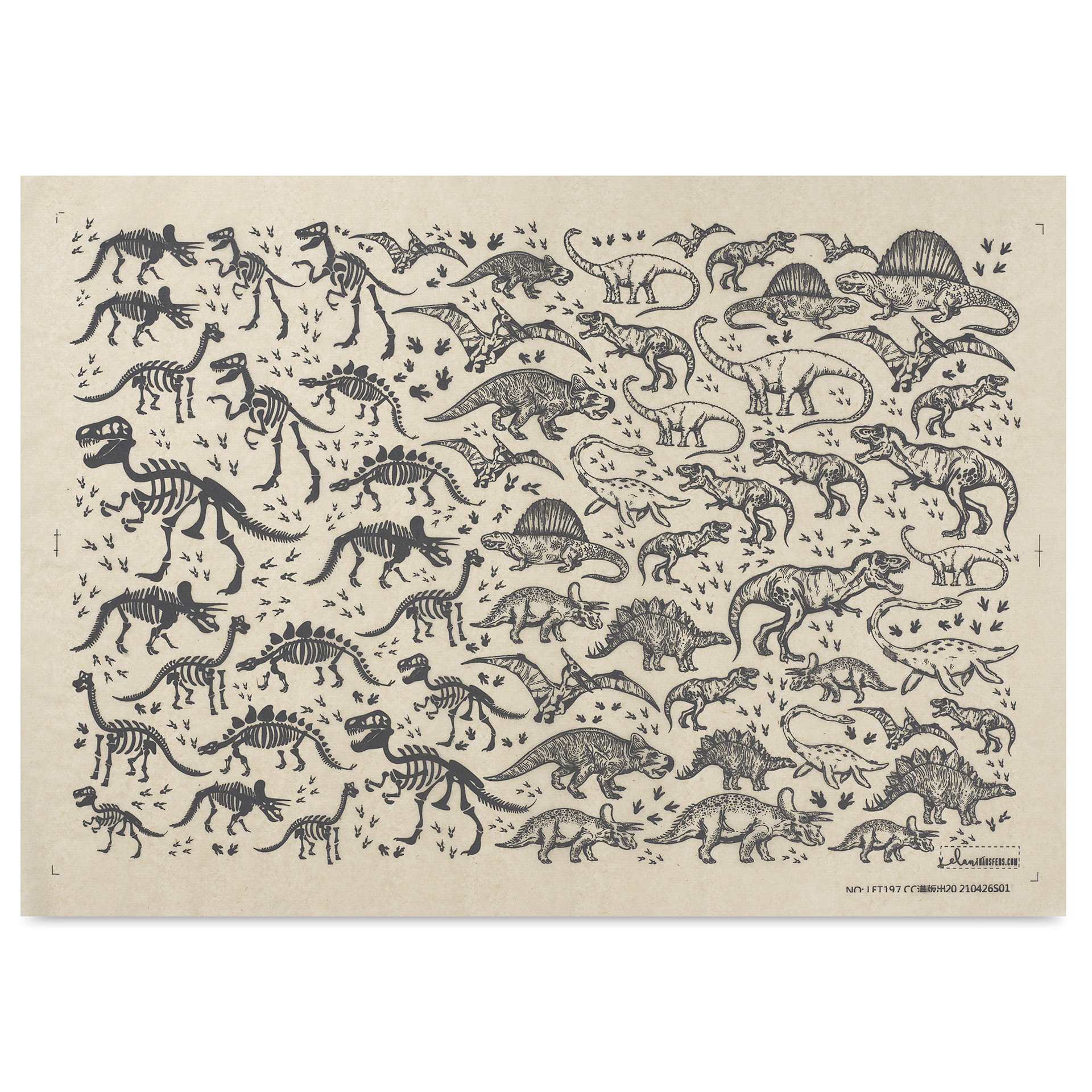 Elan Transfers Underglaze Transfer Sheet - Dinosaurs, Black