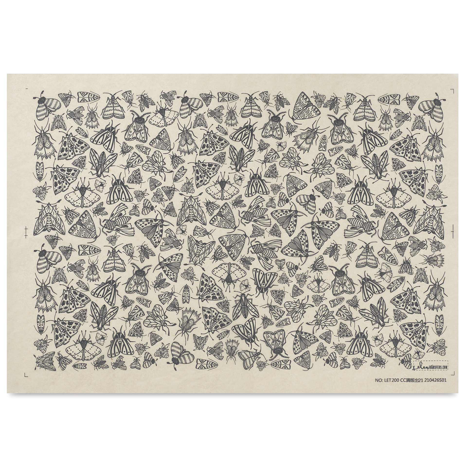 Elan Transfers Underglaze Transfer Sheet - Moths, Black