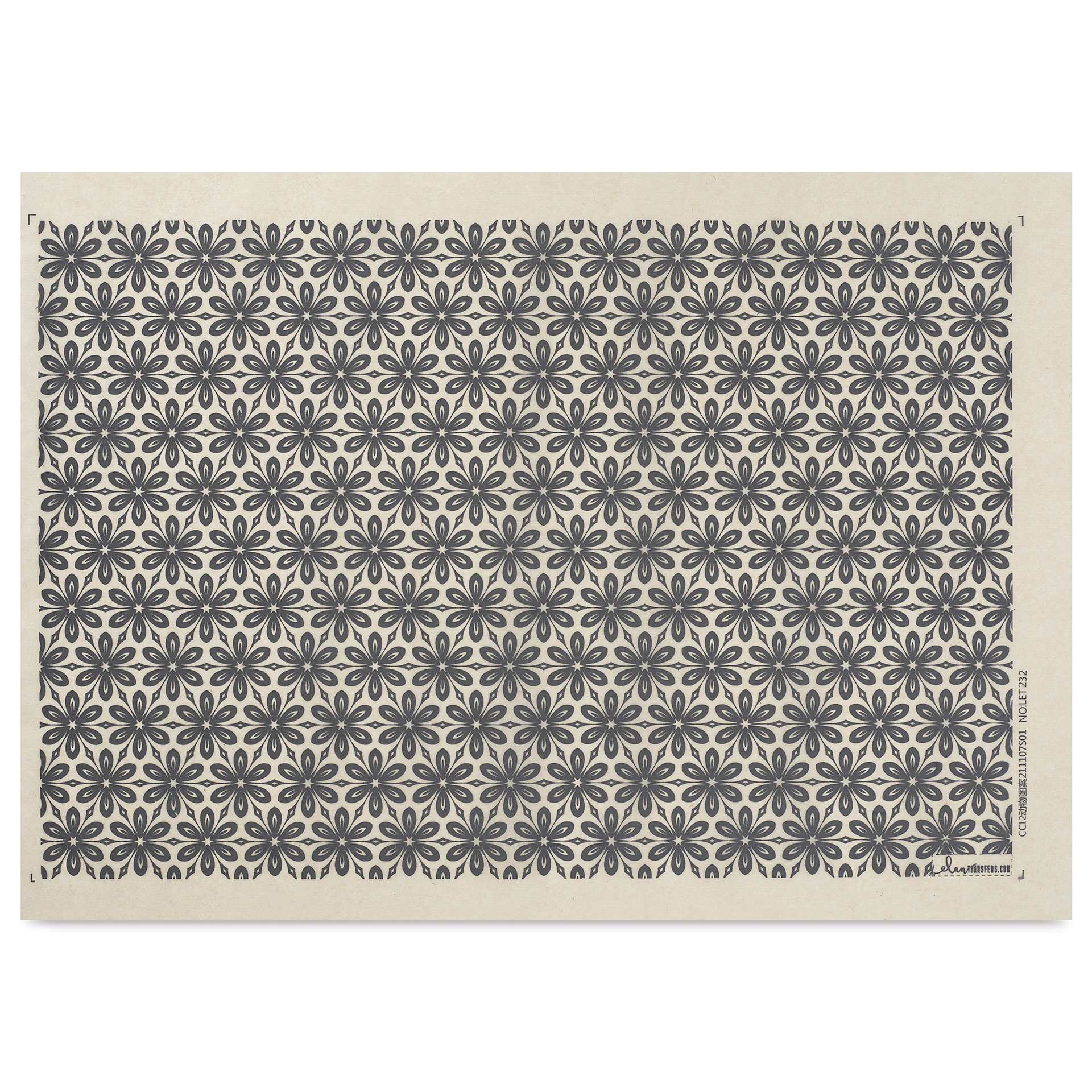 Elan Transfers Underglaze Transfer Sheet - Floral Wallpaper, Black