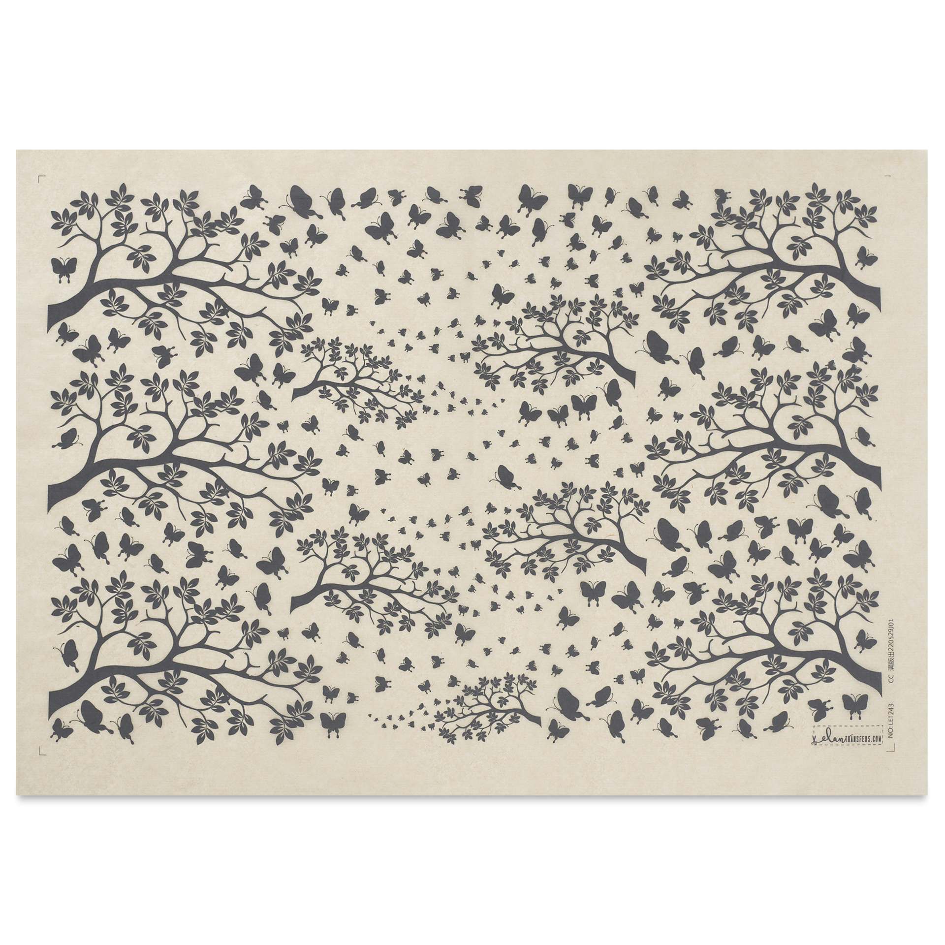 Elan Transfers Underglaze Transfer Sheet - Falling Butterflies, Black