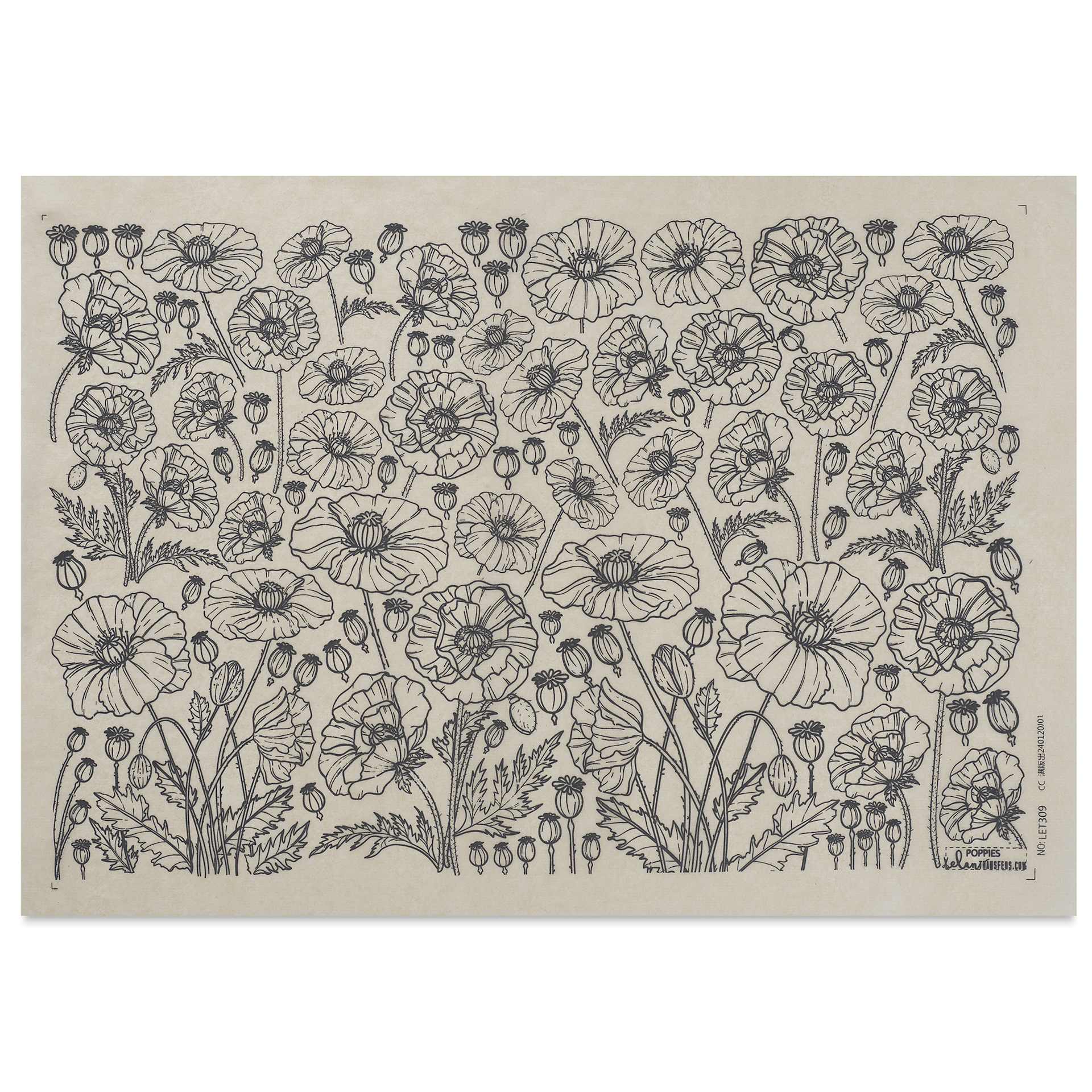 Elan Transfers Underglaze Transfer Sheet - Poppies, Black