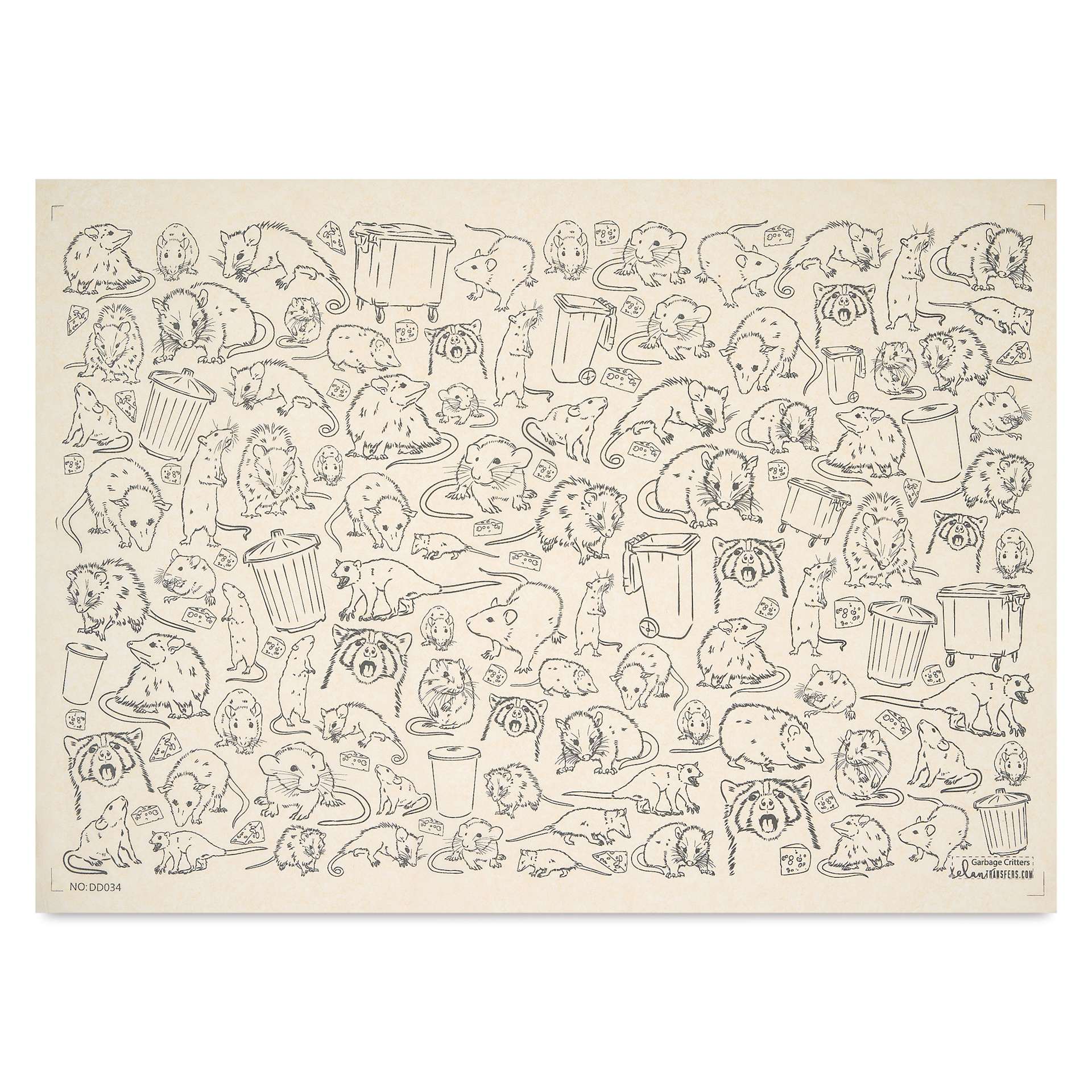 Elan Transfers Underglaze Transfer Sheet - Garbage Critters, Black