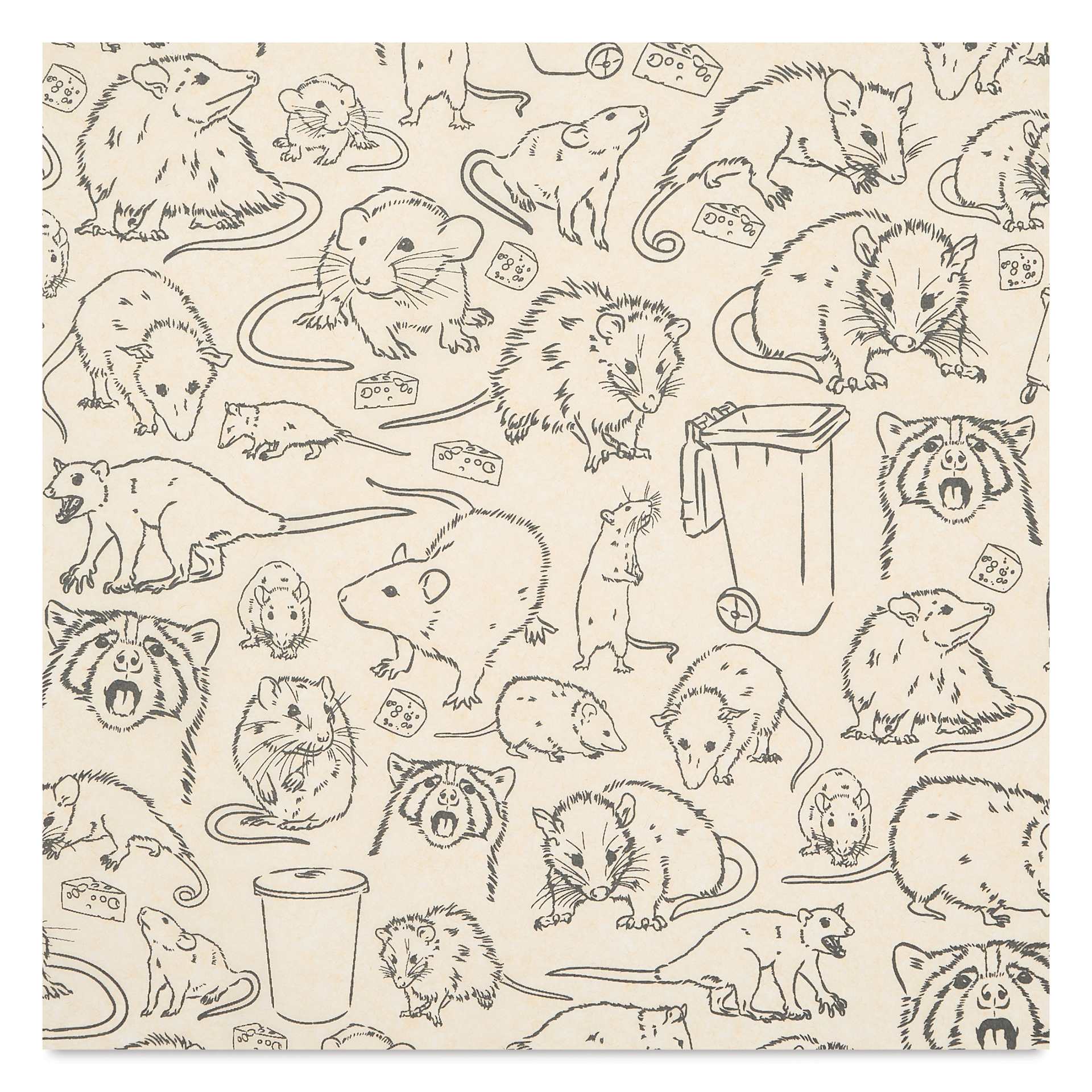 Elan Transfers Underglaze Transfer Sheet - Garbage Critters, Black close up