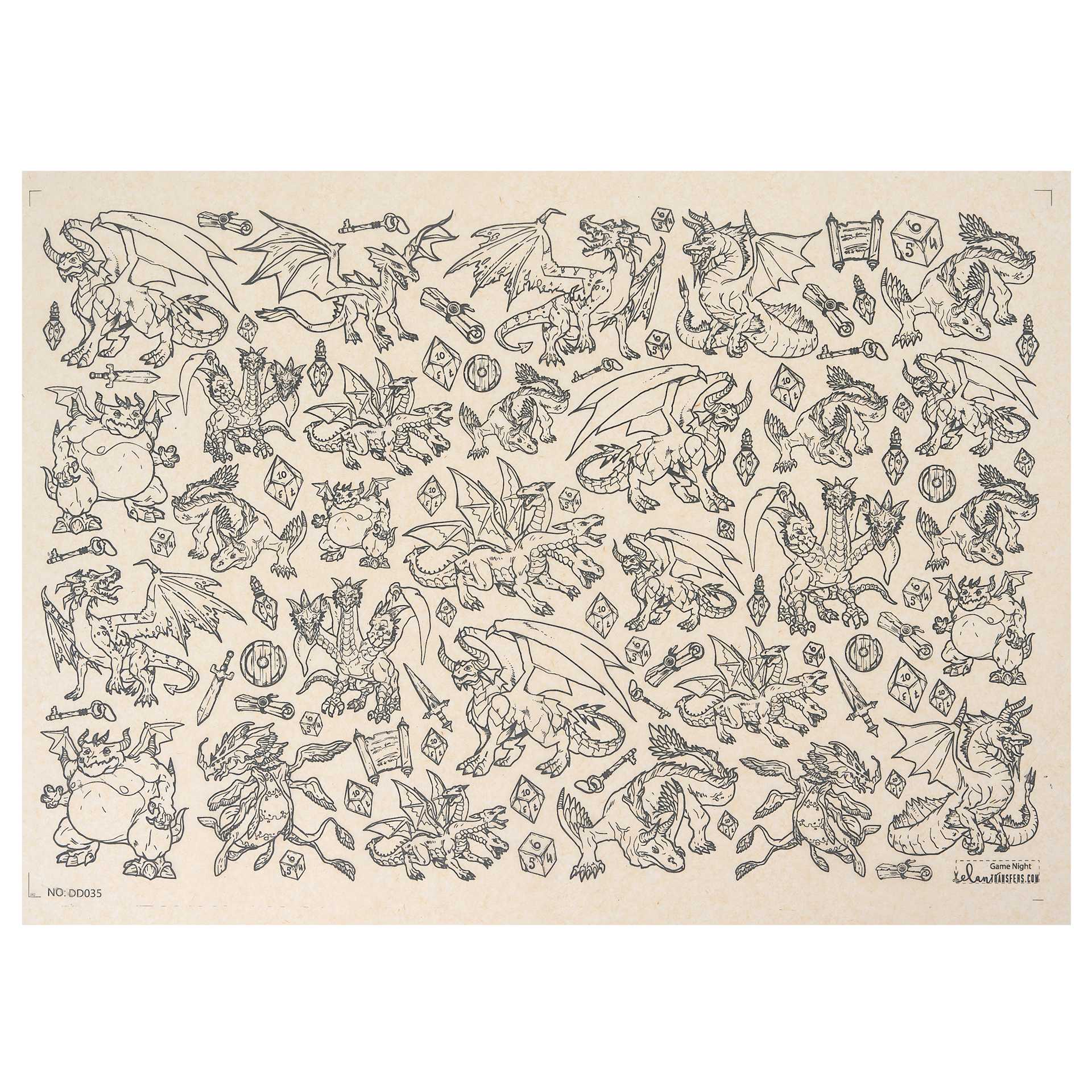 Elan Transfers Underglaze Transfer Sheet - Game Night, Black