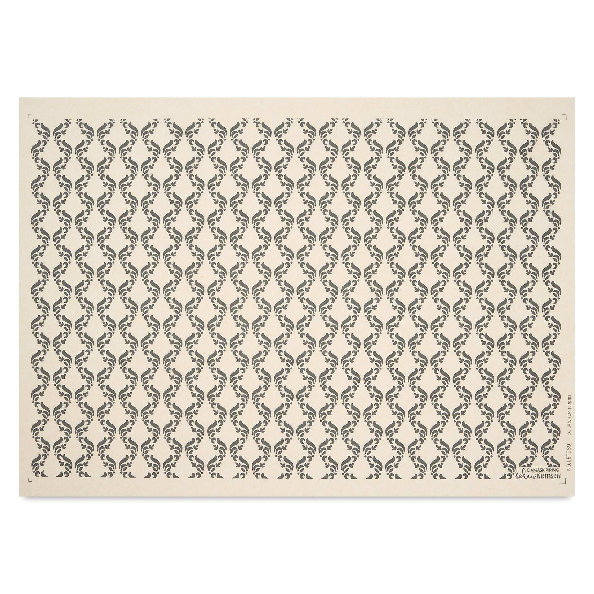 Elan Transfers Underglaze Transfer Sheet - Damask Piping, Black