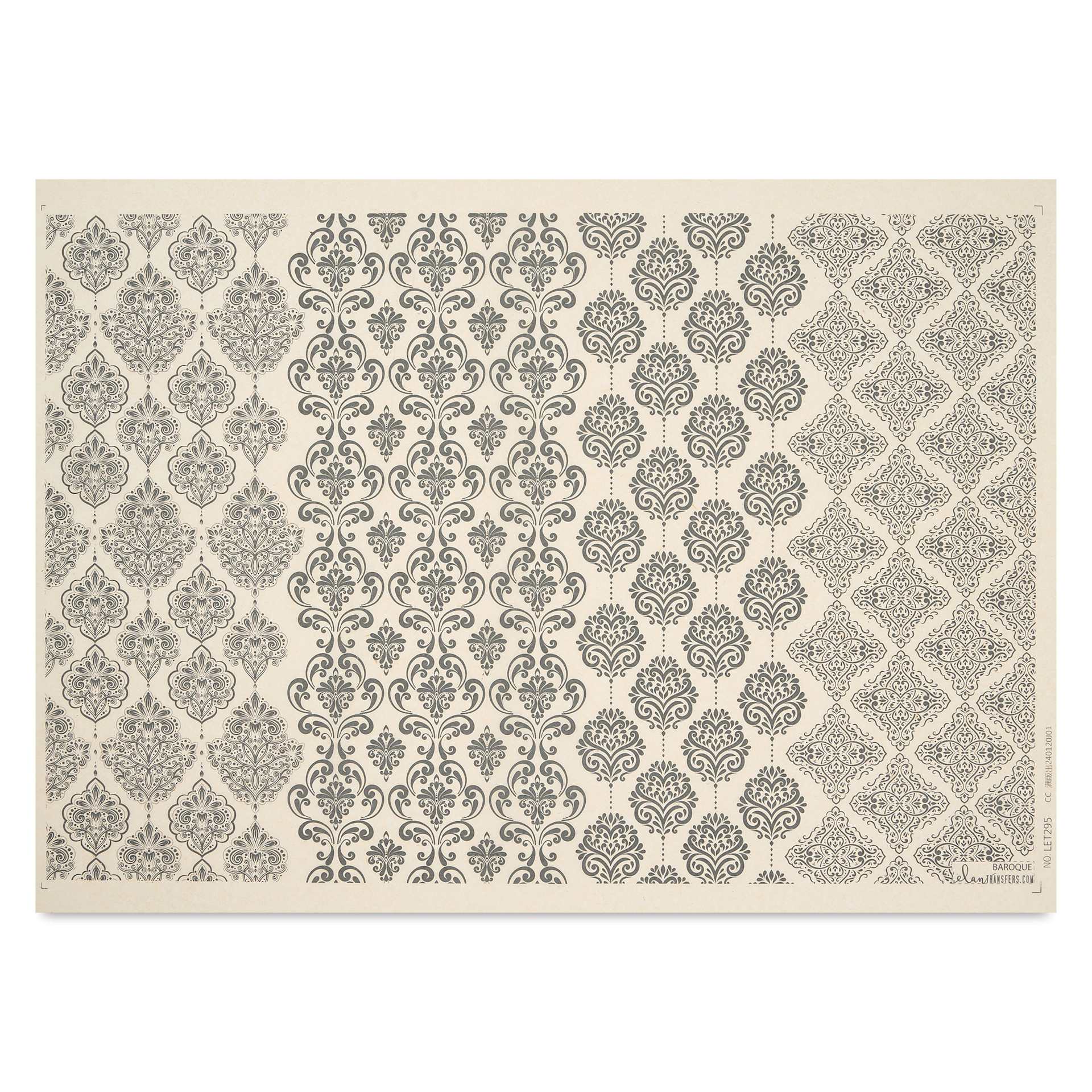 Elan Transfers Underglaze Transfer Sheet - Baroque, Black