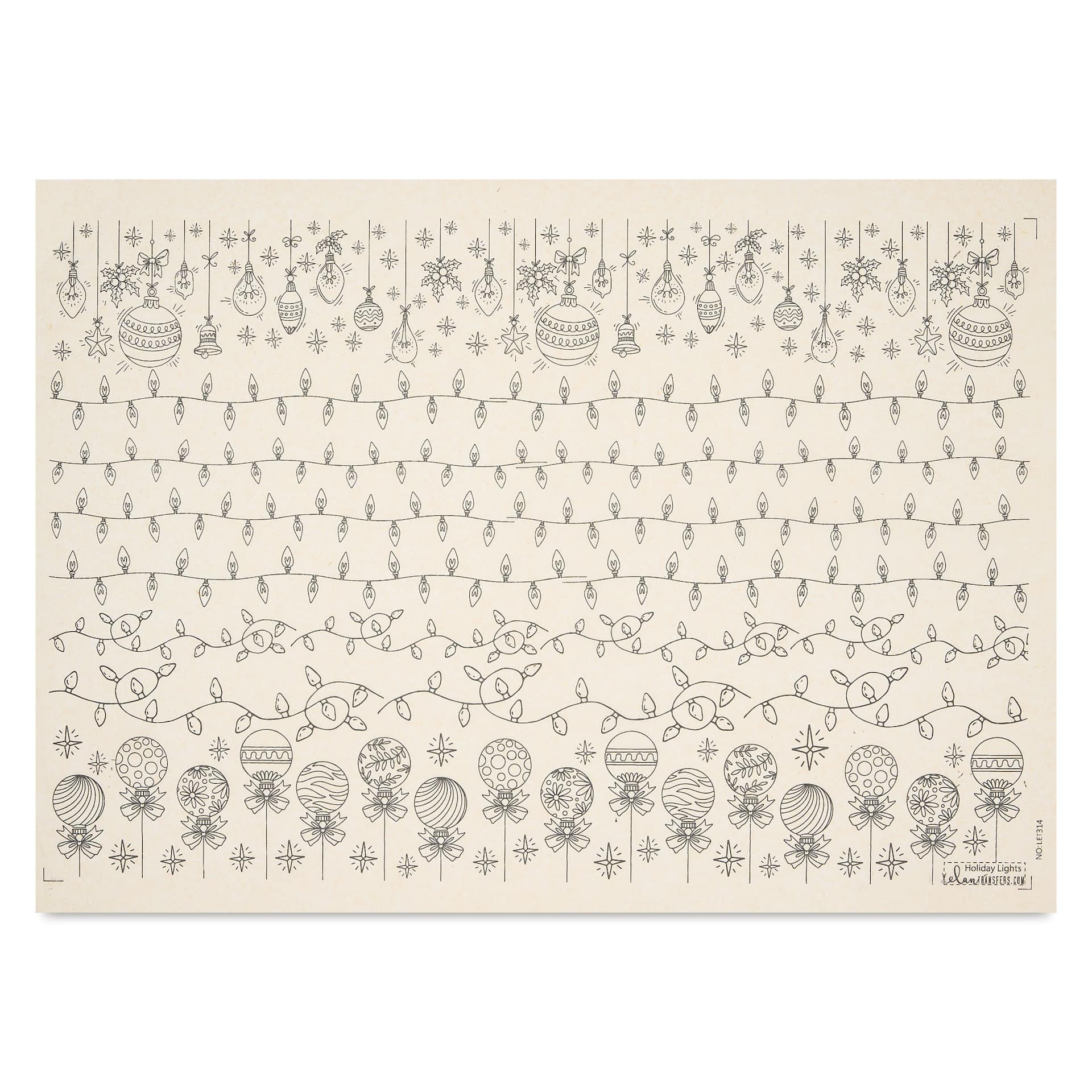 Elan Transfers Underglaze Transfer Sheet - Holiday Lights, Black