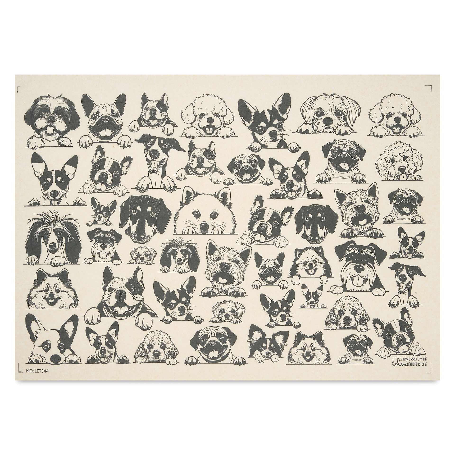 Elan Transfers Underglaze Transfer Sheet - Zany Dogs Small, Black