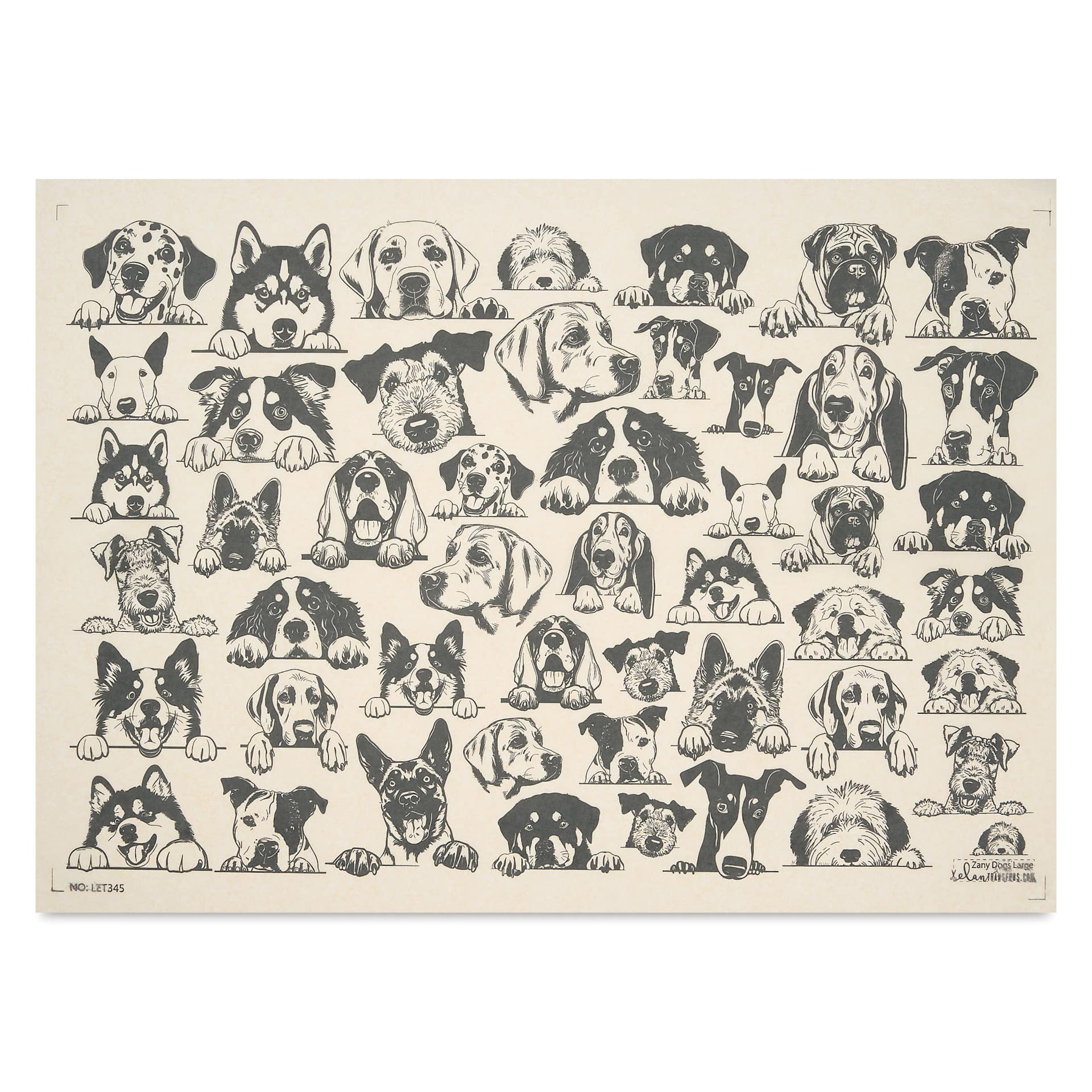 Elan Transfers Underglaze Transfer Sheet - Zany Dogs Large, Black