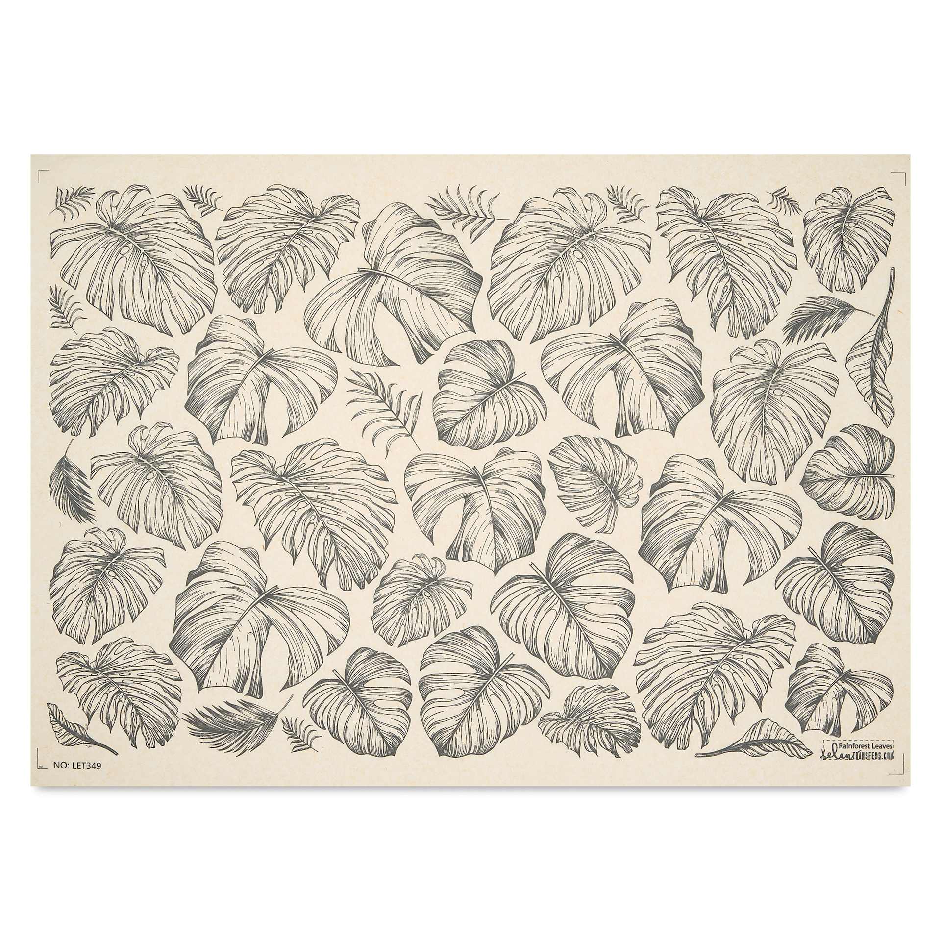 Elan Transfers Underglaze Transfer Sheet - Rainforest Leaves, Black