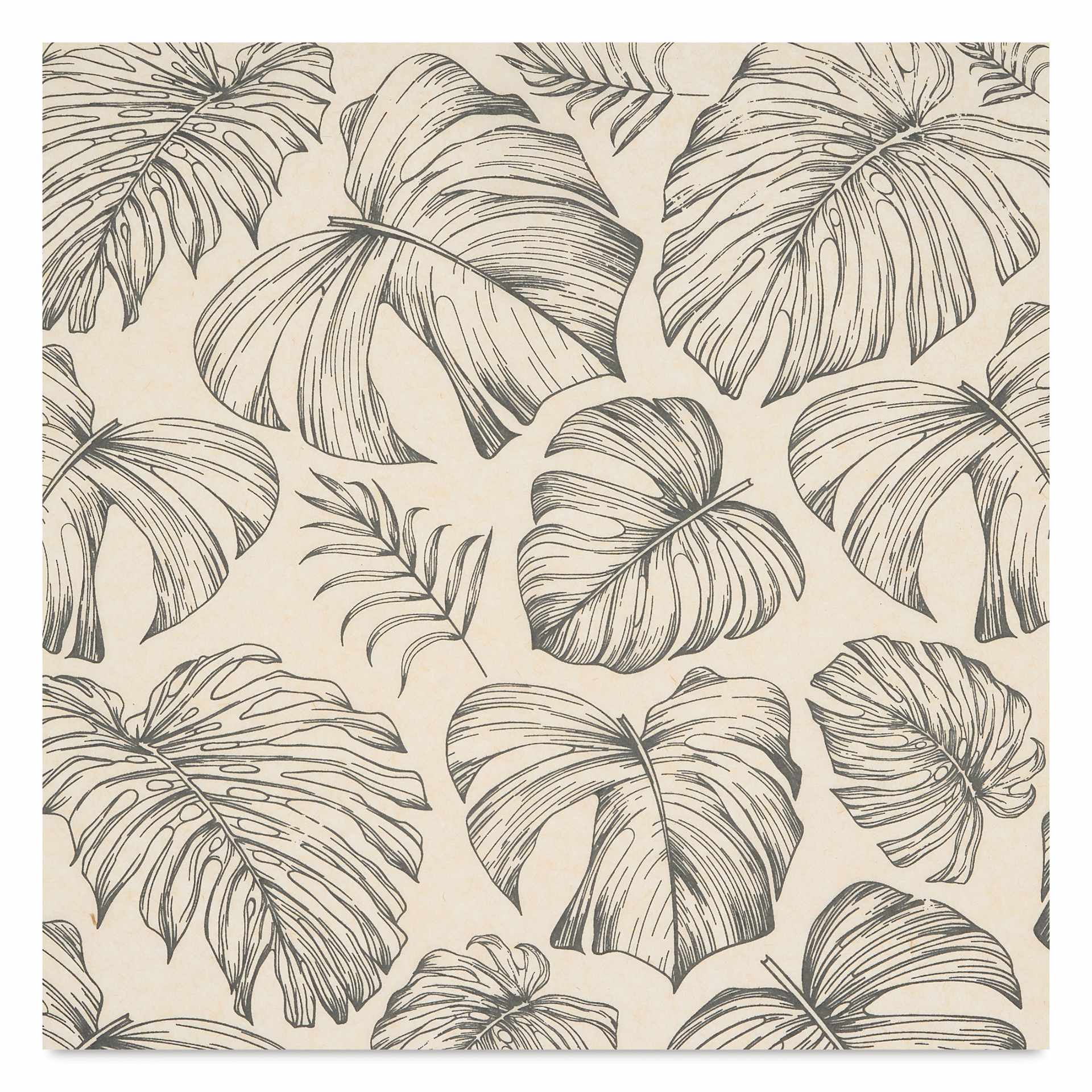 Elan Transfers Underglaze Transfer Sheet - Rainforest Leaves, Black close up