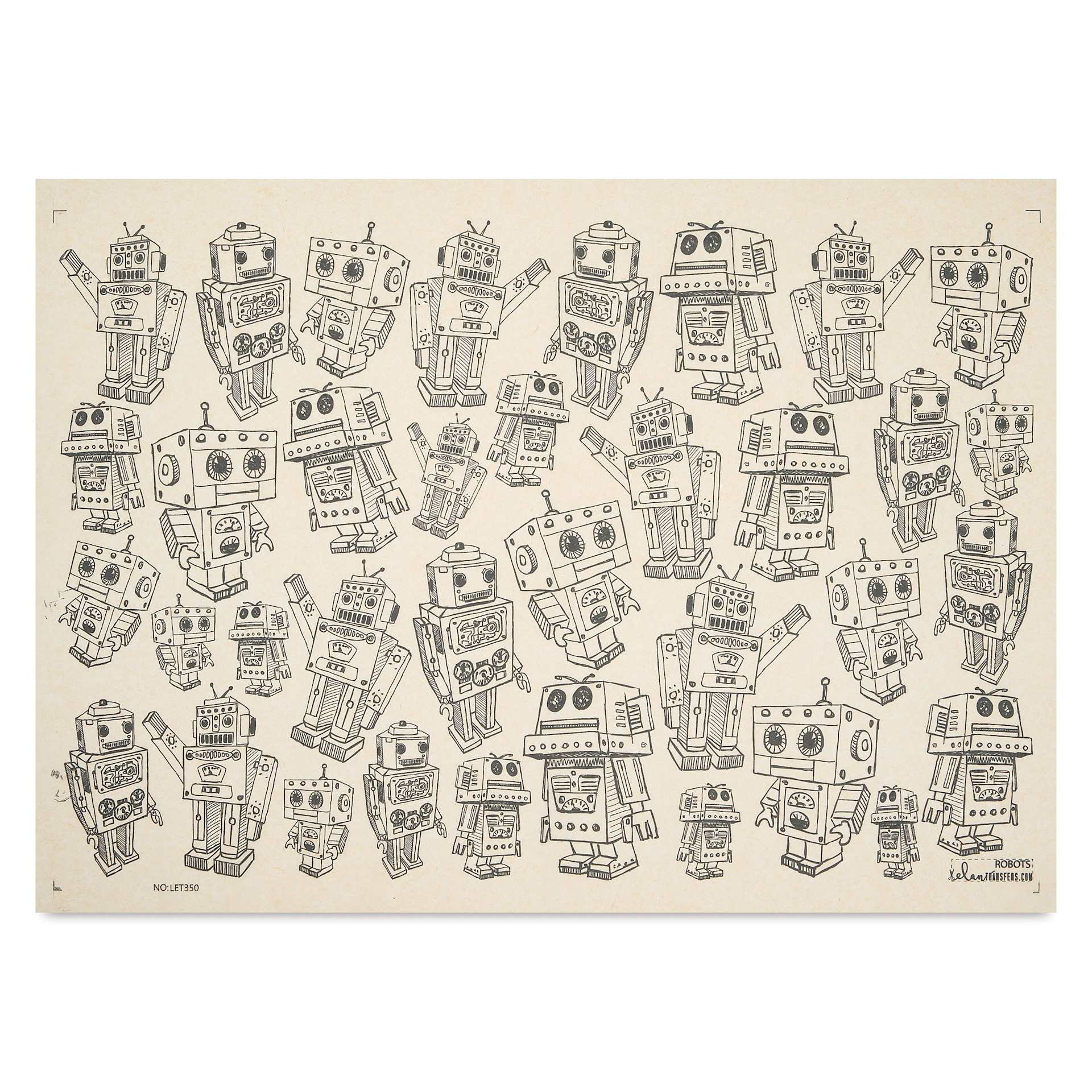 Elan Transfers Underglaze Transfer Sheet - Robots, Black